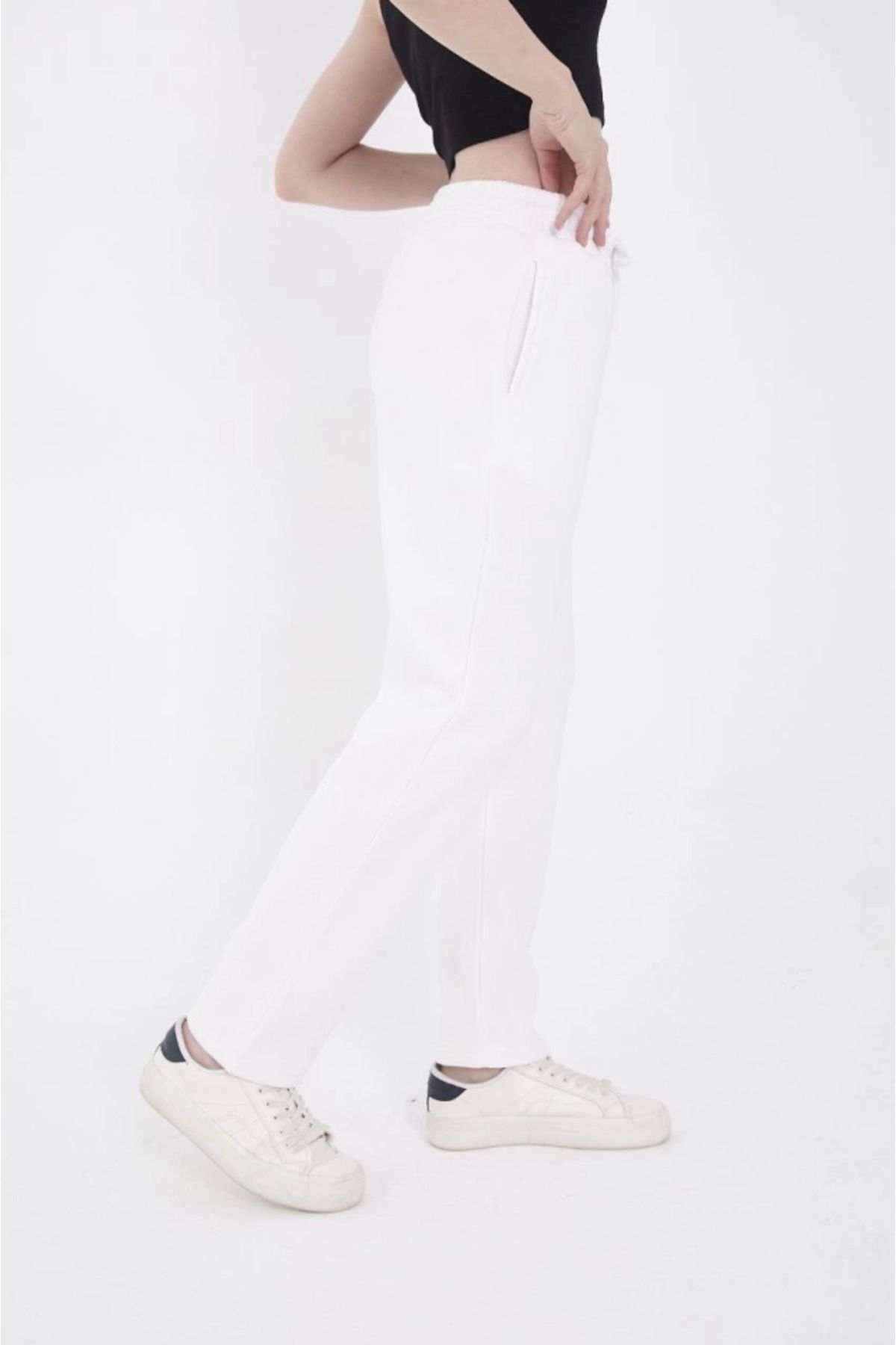 for example-White Unisex Basic Sweatpants - Three Thread 2