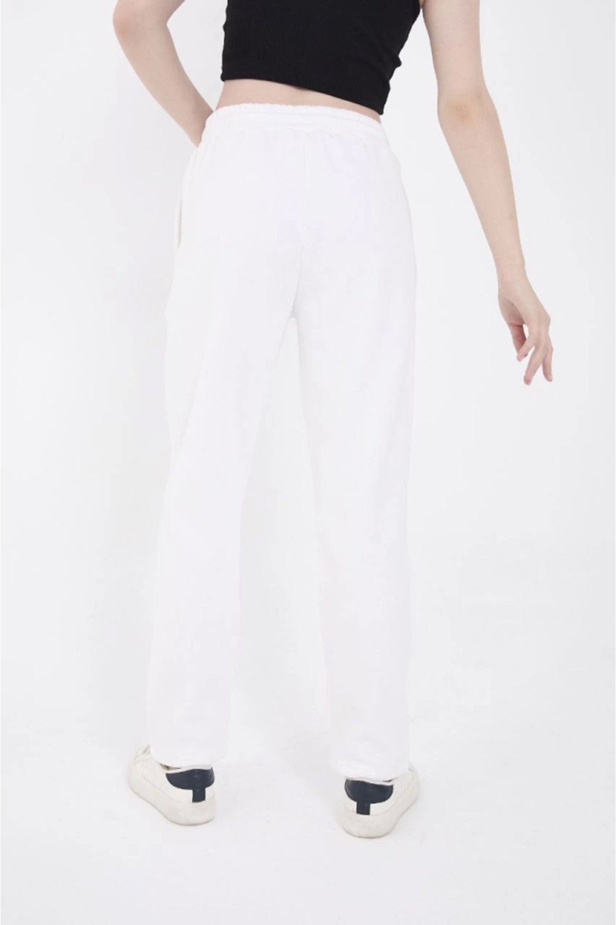 for example-White Unisex Basic Sweatpants - Three Thread 3