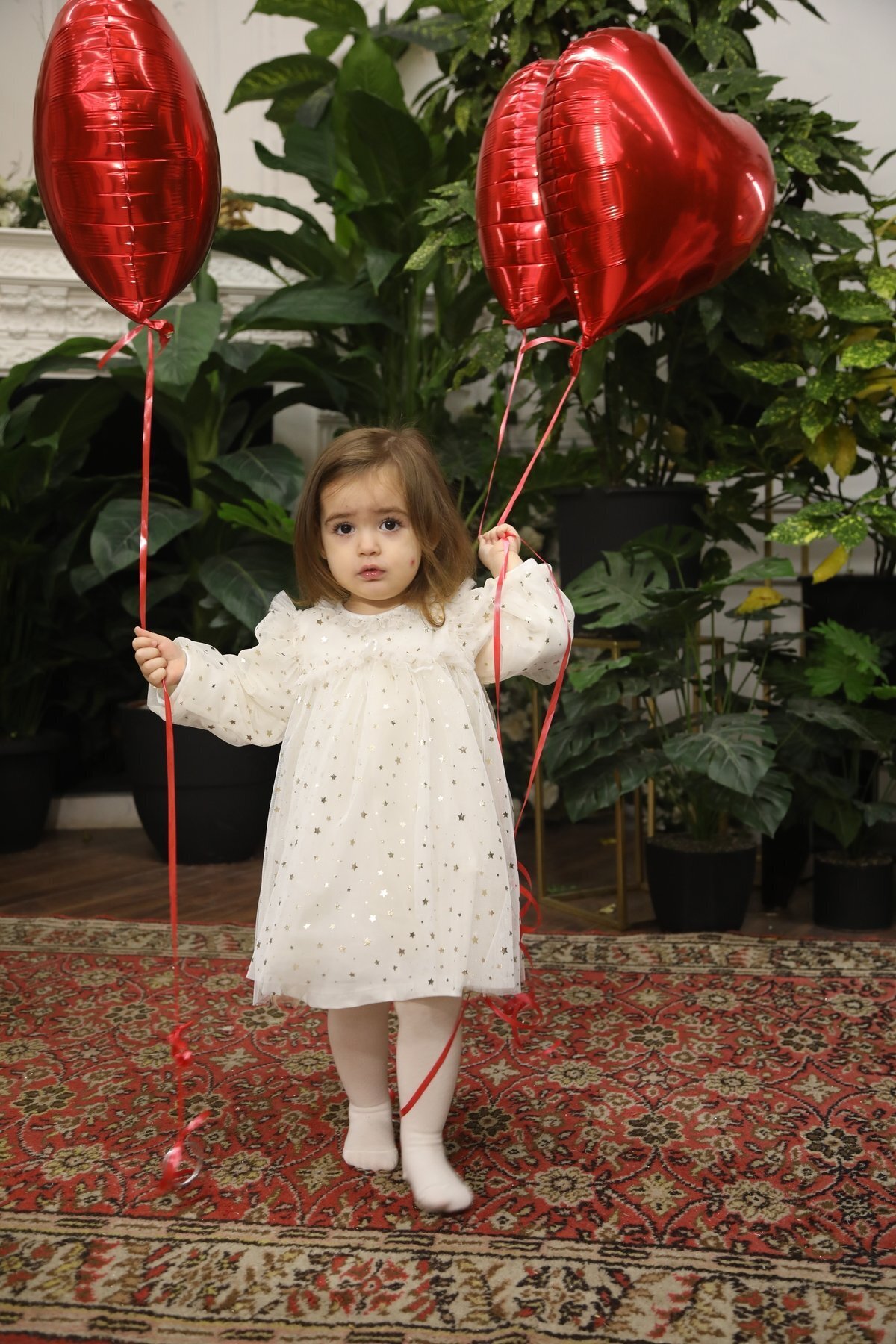 Star Tulle Baby Girl Dress Ecru