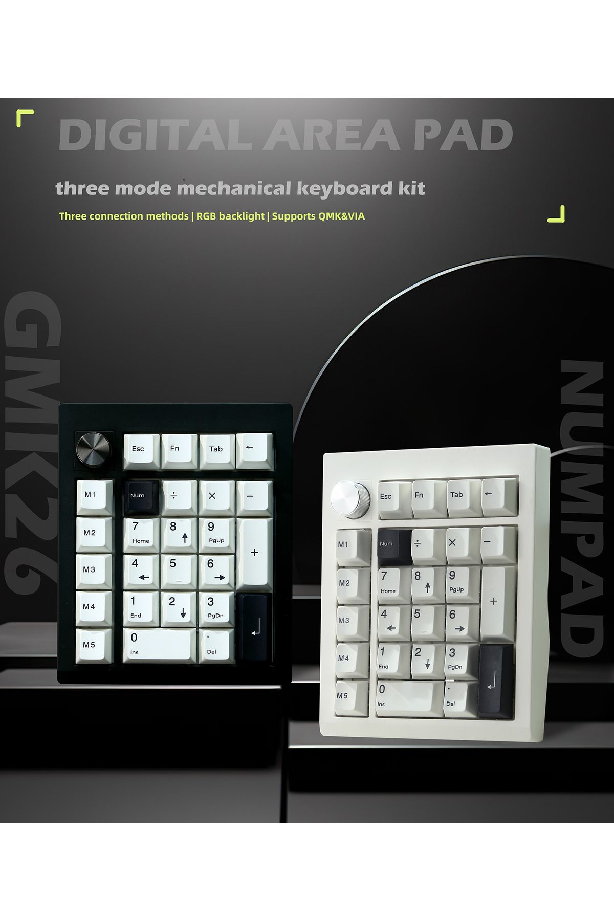 Choice-ZUOYA GMK26  QMK/VIA Gasket Number Pad Bluetooth 5.0/2.4ghz/Wired Hot Swappable Numpad Programmab... 2