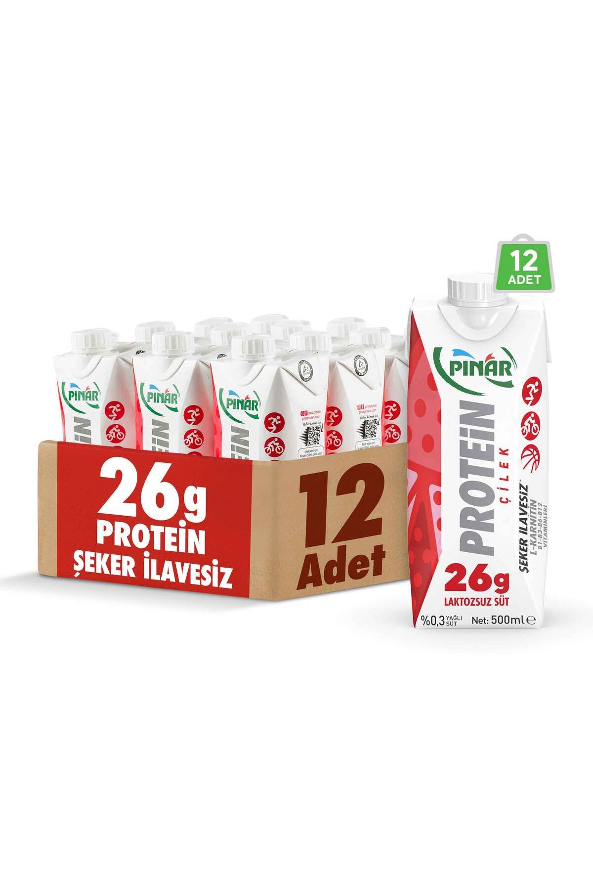 Pınar Çilekli Protein Süt 500 ml X 12 Adet