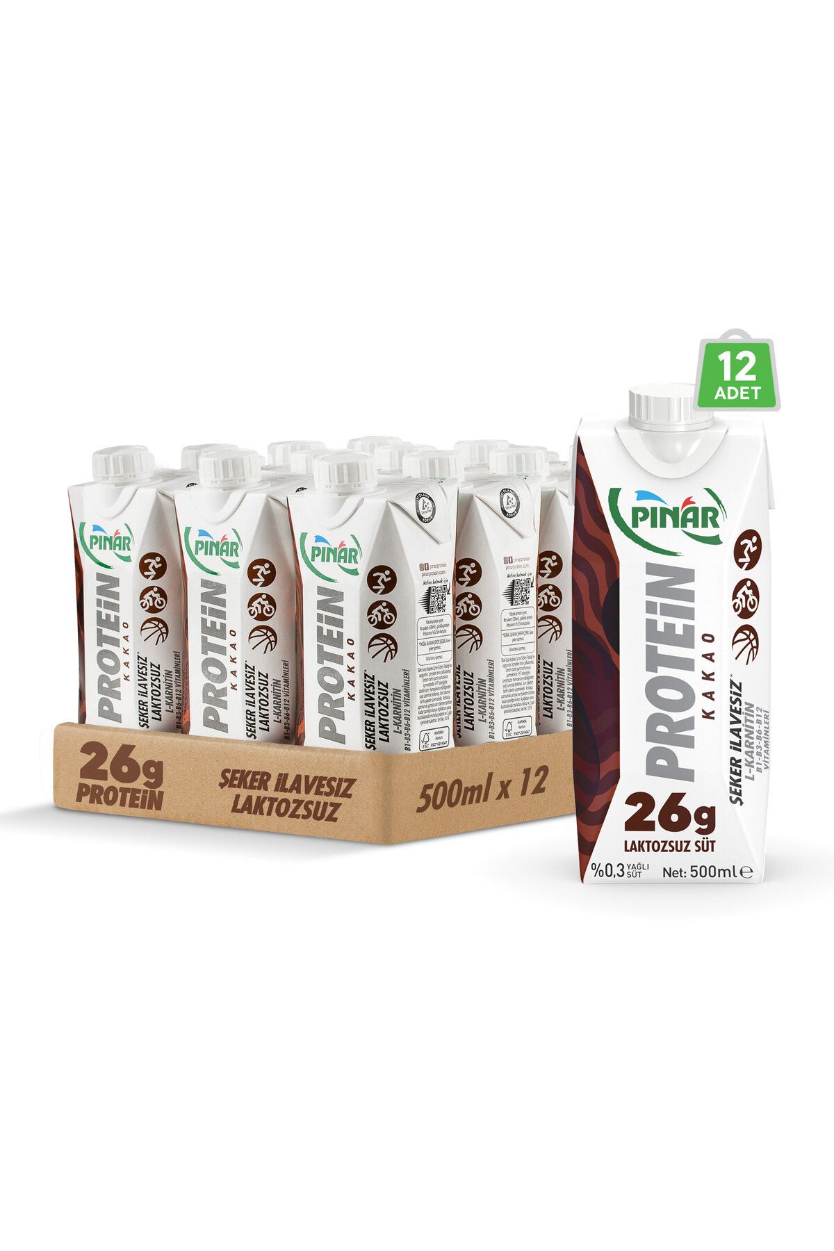 Pınar Kakaolu Protein Süt 500 ml X 12 Adet