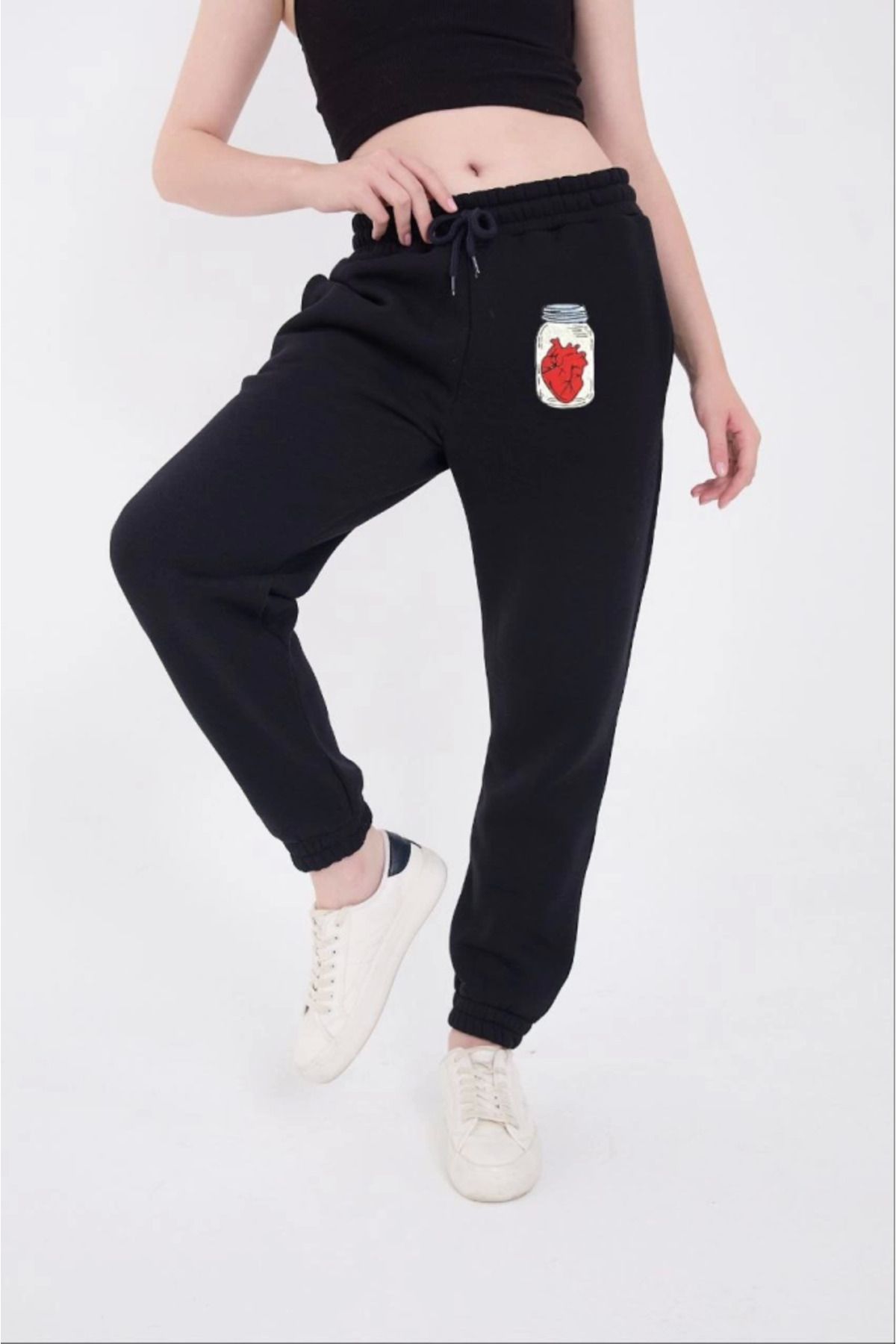 TUA MODA TUA MODA Üç İplik Lastikli Baskılı Eşofman Pantolon - Lacivert