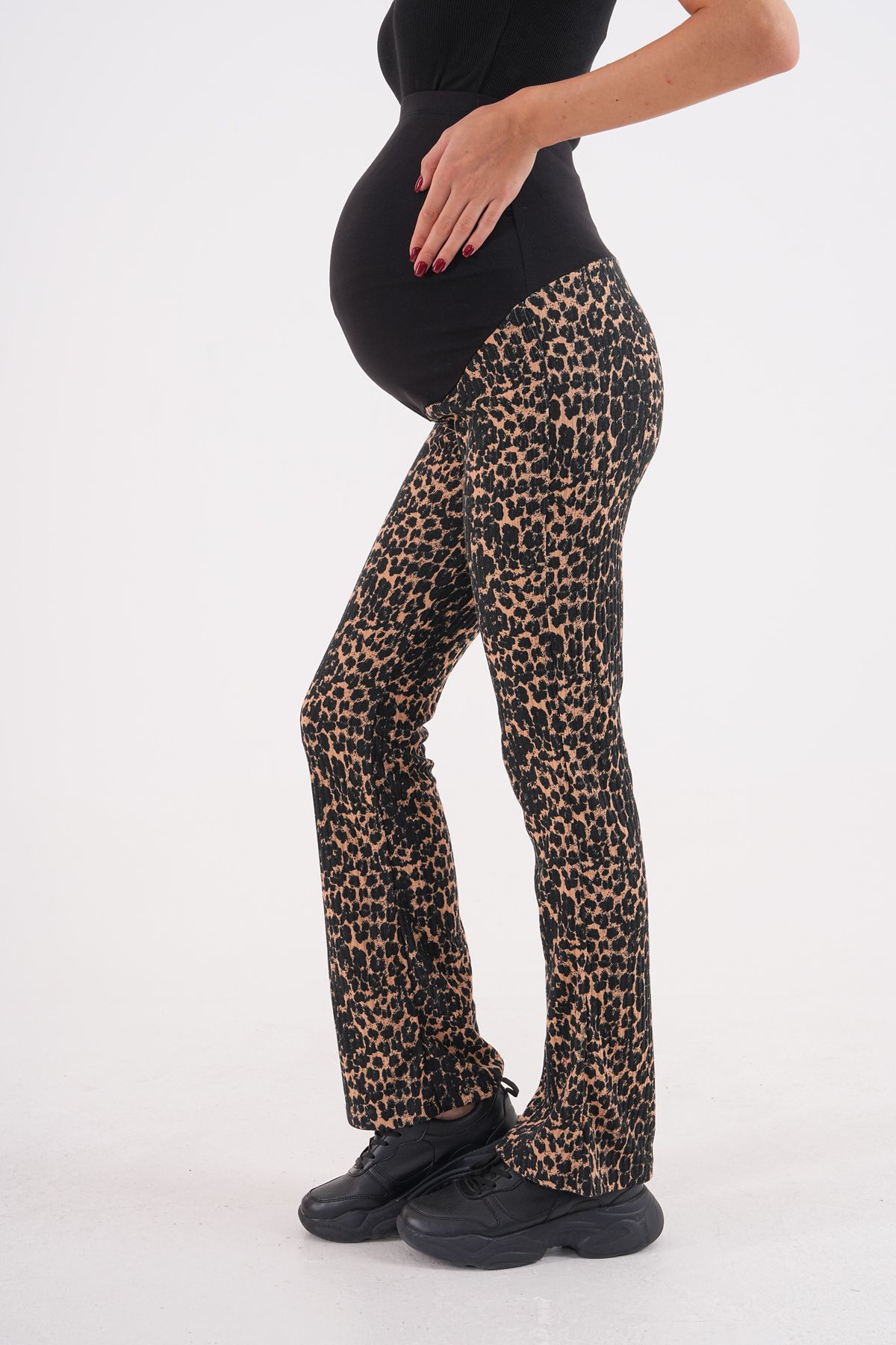 MEGHAN L.A-Pregnant & Maternity Flexible Abdominal Banded Leopard Patterned Bottom 6