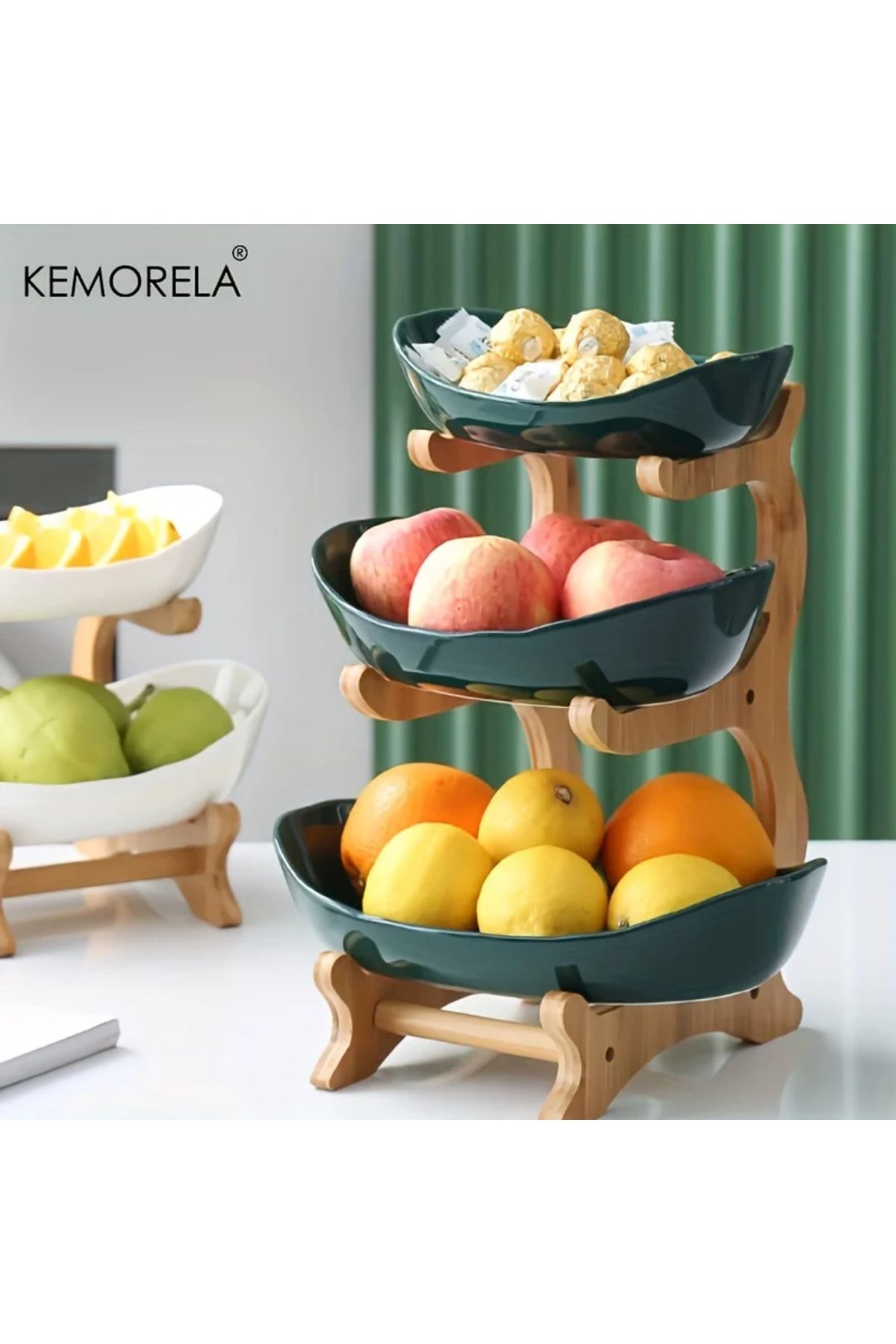 Choice-Double/Three layer Modern Wooden Living Room Multi-layer Snack Net Plastic Fruit Plate Wooden Thr... 2
