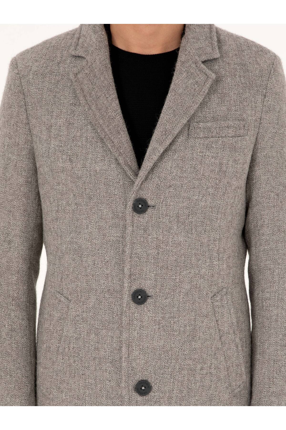 Cacharel Gri Slim Fit Yün Karışımlı Palto 50293729-VR024 görsel 7