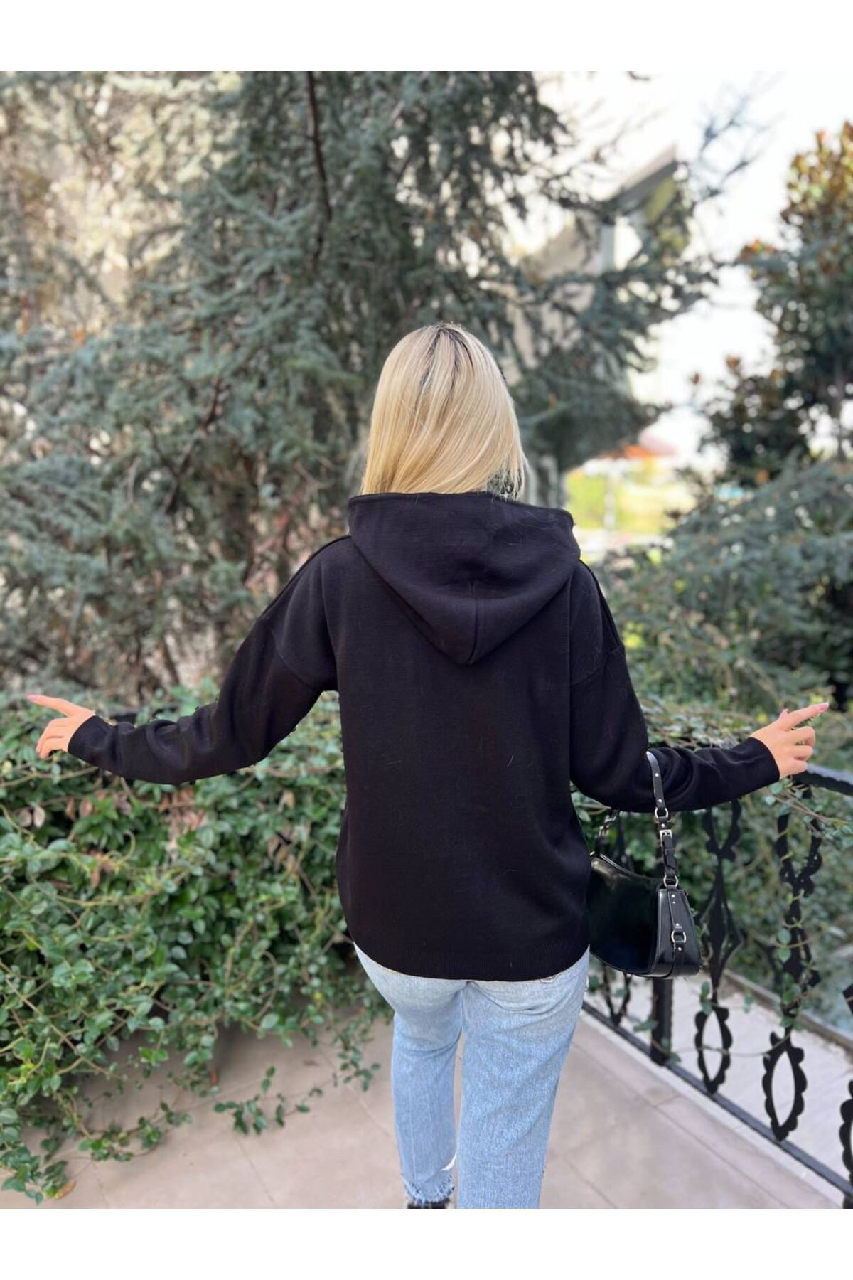 For Angels-Hooded Denim Knitwear Sweater 3