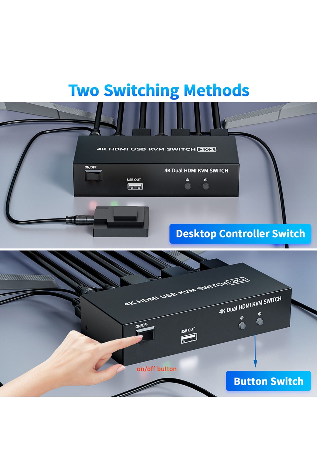 Choice-Dual Monitor HDMI KVM Switch 2X2 USB 3.0/2.0 4K 60Hz Extended Dispaly HDMI KVM Switch 2 Monitors ... 5