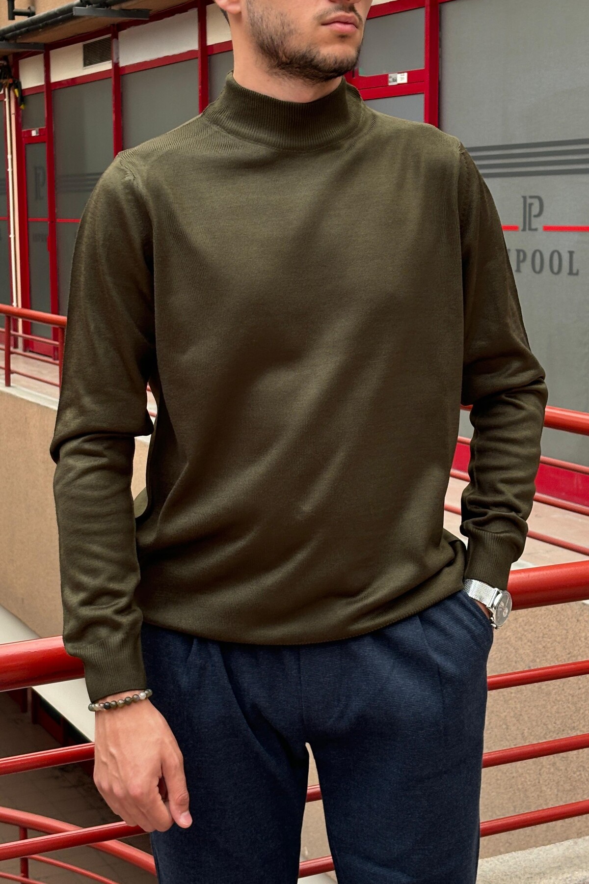 inpool  Erkek, Slim-Fit, Old Money, Yarım Boğazlı triko kazak - Görsel 9
