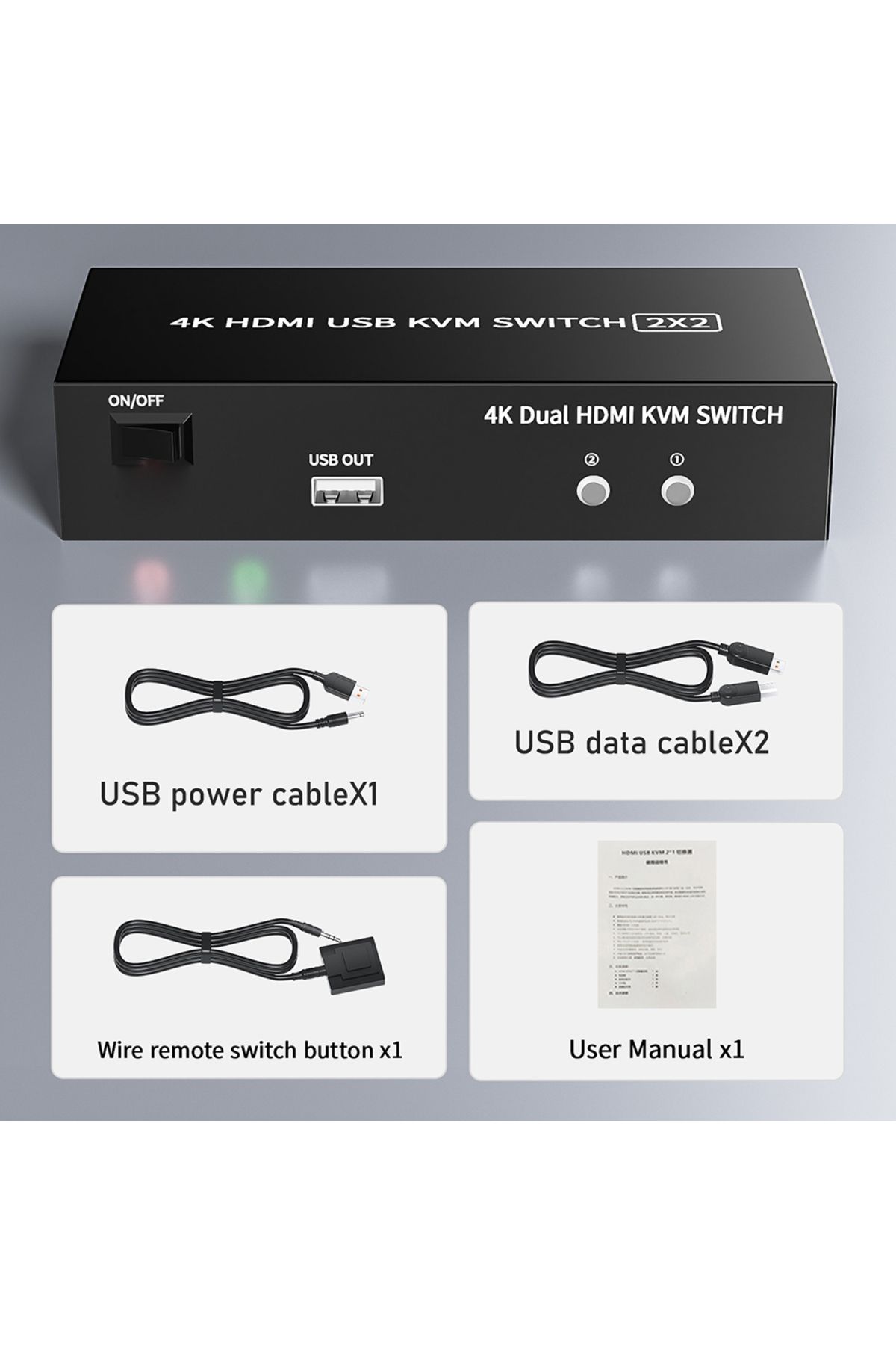 Choice-Dual Monitor HDMI KVM Switch 2X2 USB 3.0/2.0 4K 60Hz Extended Dispaly HDMI KVM Switch 2 Monitors ... 7