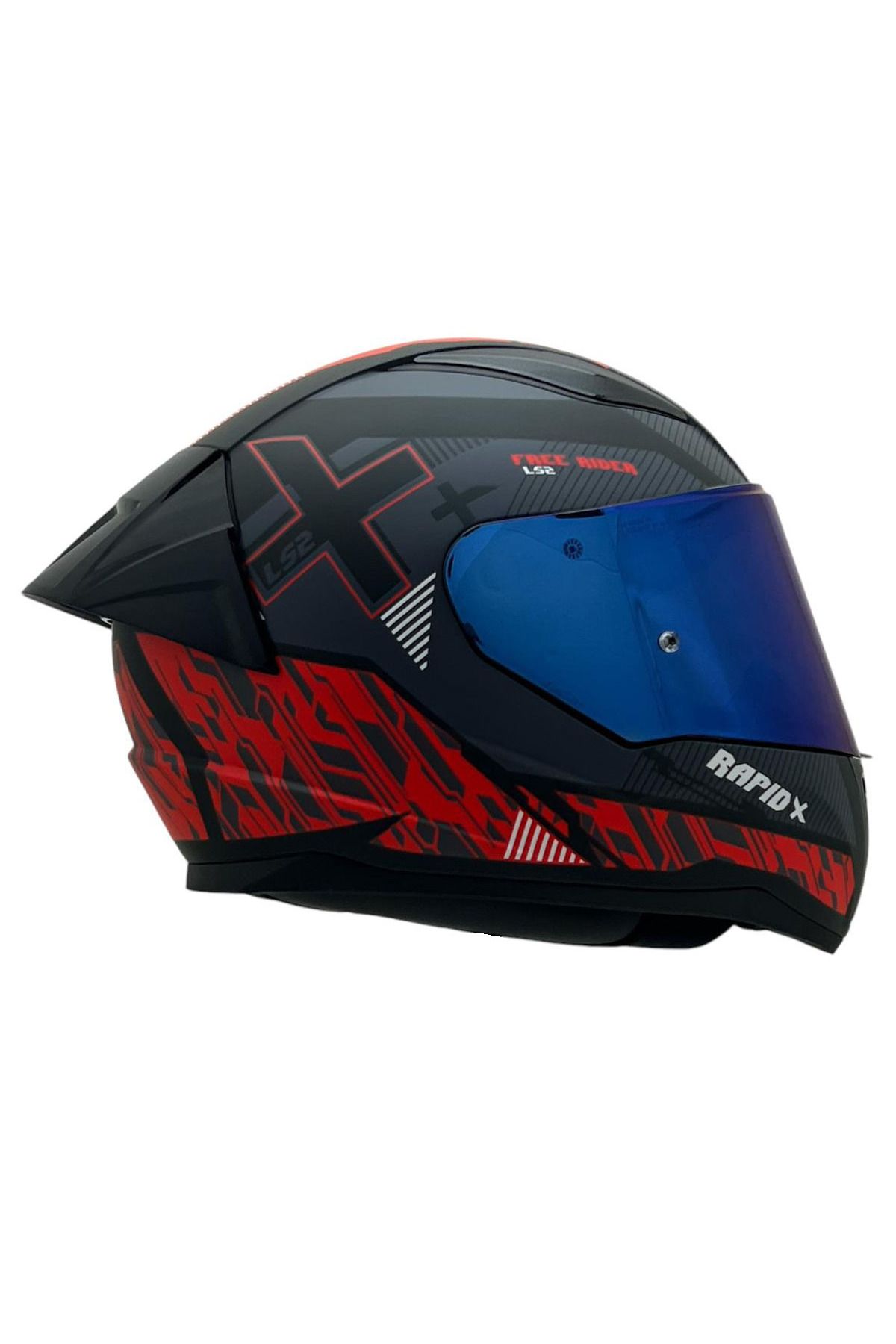 LS2-Rapid 2 Xtreet - Black and Red Helmet, Blue Glass Spoiler, Clear Glass Gift 4