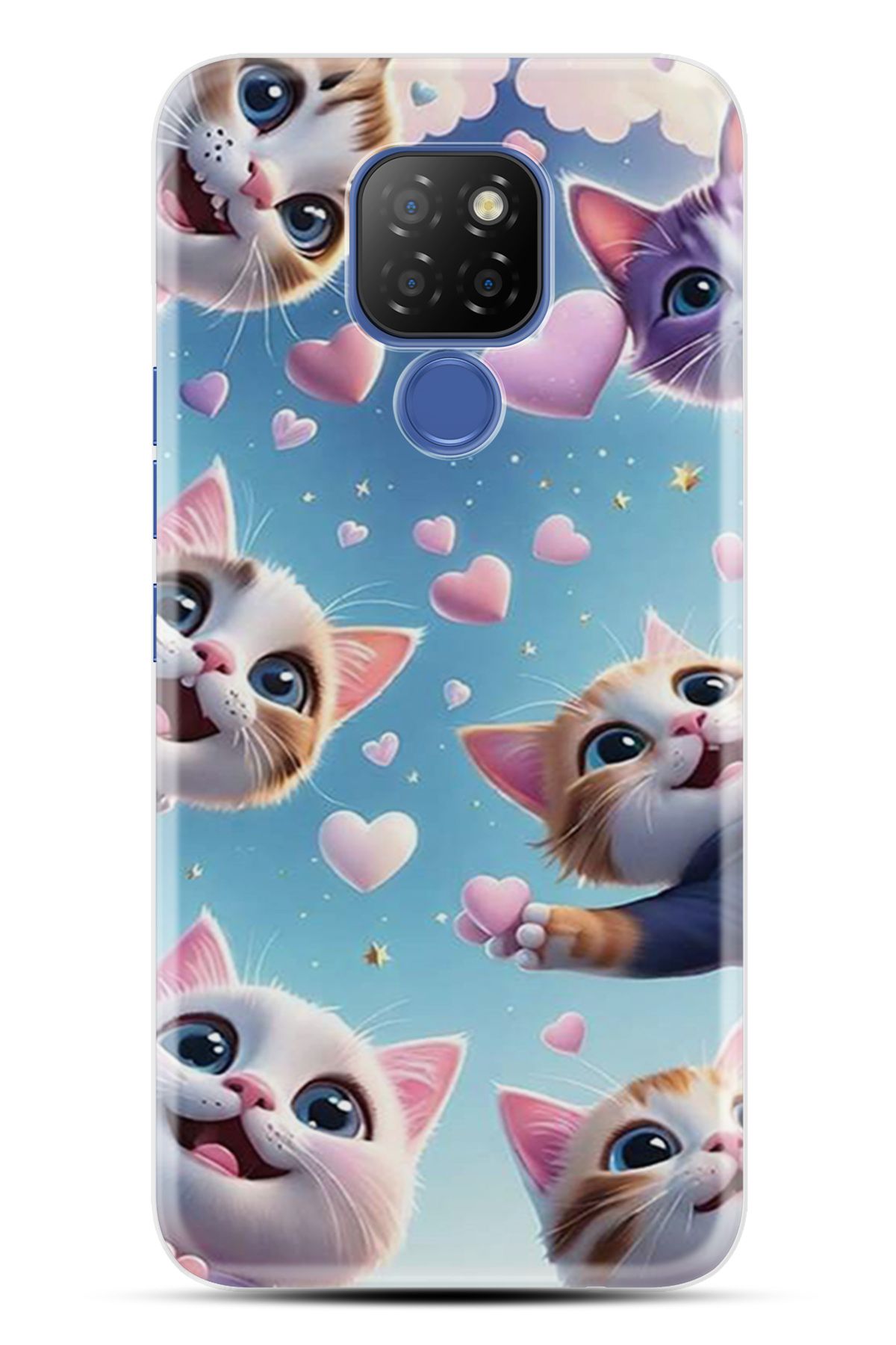 General Mobile GM9 Pro Kılıf HD Resim Baskılı Kalp ve Kedi StKd -035