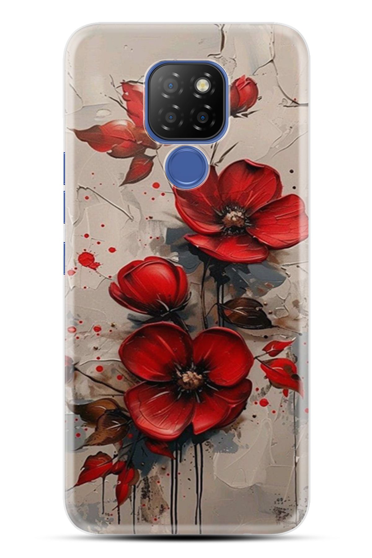 General Mobile GM9 Pro Kılıf HD Resim Baskılı Kırmızı Çiçek StKd -098