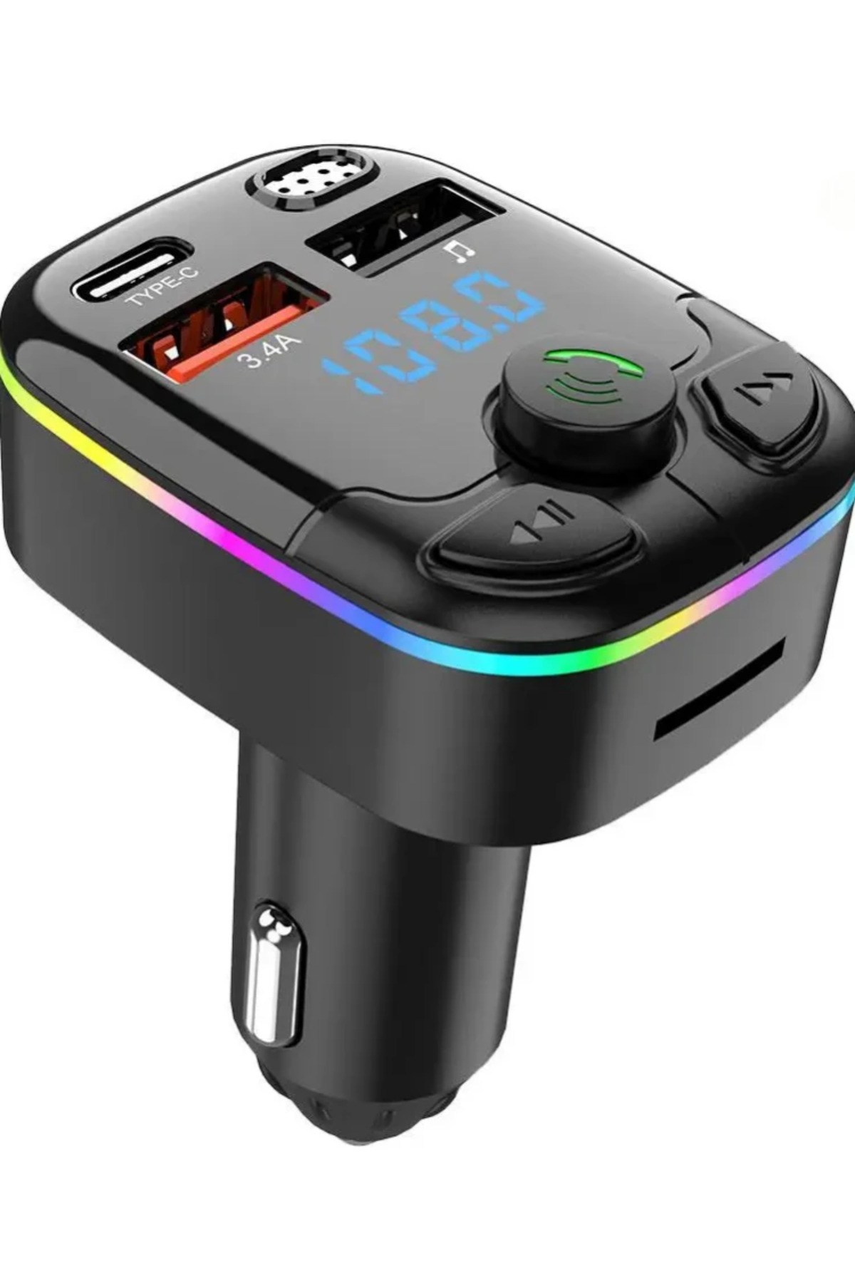 Opansten-Car Bluetooth 5.0 Fm Transmitter Wireless Adapter Mic Audio Receiver Auto Mp3 Player 2.1a Dual Us... 8