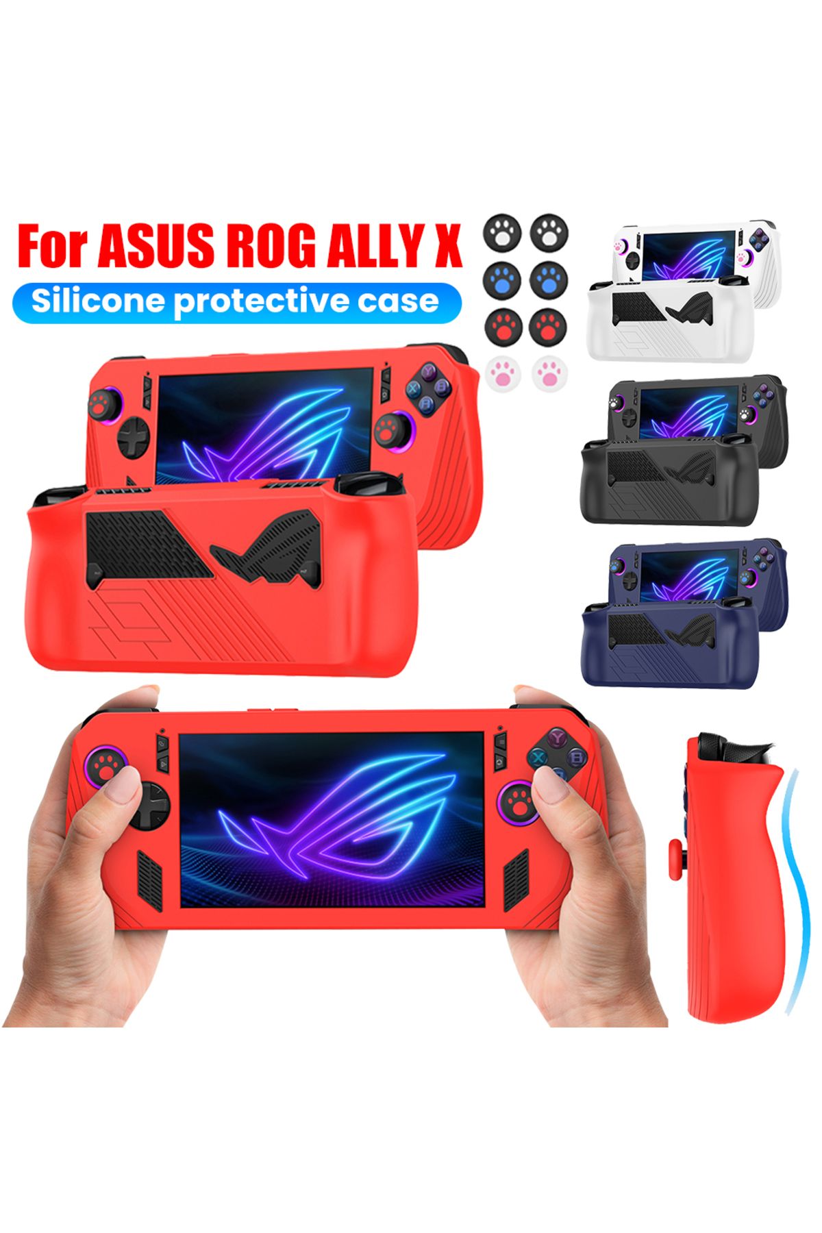 APWIKOGER-For ASUS ROG ALLY X Game Console Silicone Soft Protective Shell with Thumb Grip Caps Soft Protect... 3