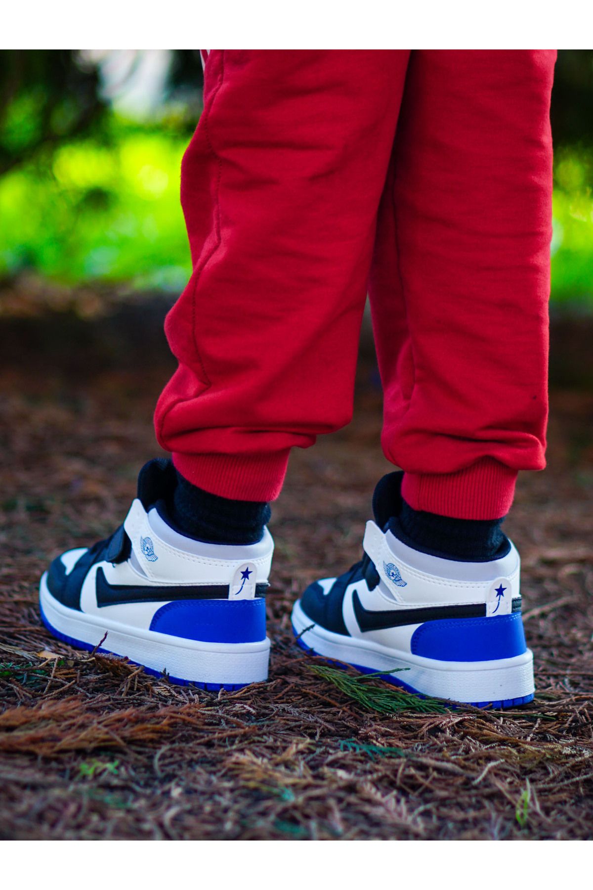 Preux Siyah Mavi Bağcıklı Ve Cırtlı Günlük Unisex Çocuk Sneaker Spor Ayakkabı