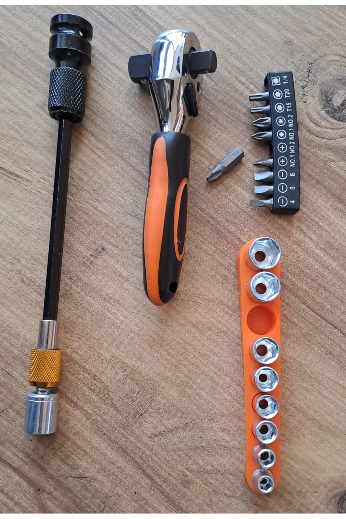 Fonksiyonel Cırcır Kolu Lokma seti 10lu bits uç 9lu Lokma Anahtar Takımı 22 Parçalı Cırcırlı Lokma