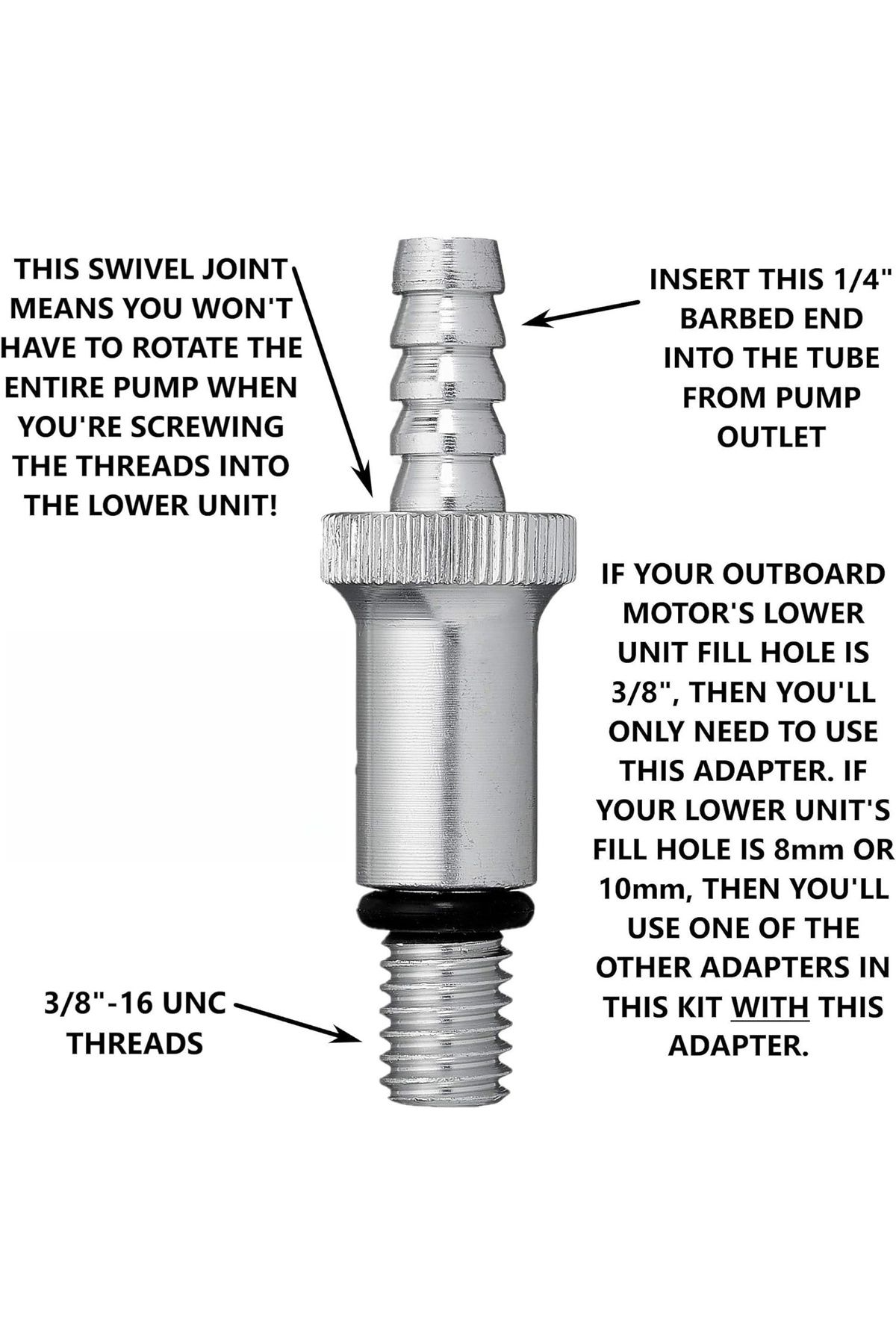 Choice-Lower Unit Gear Oil Pump for Standard Quart Bottles Includes 3/8 Inch Swivel 8mm 10mm Adapters Fi... 5