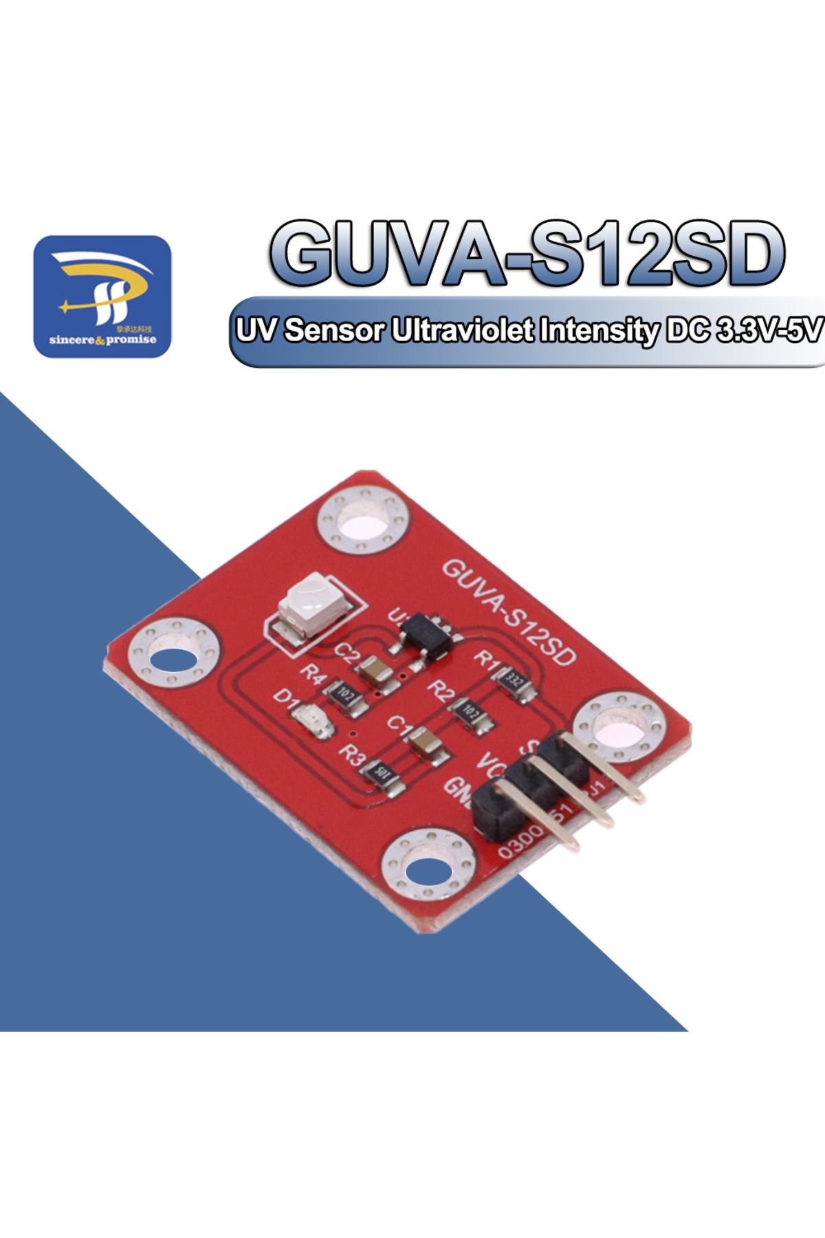 Choice-UV Sensor 240-370nm GUVA-S12SD 3528 Solar Ultraviolet Intensity Module DC 3.3-5V For Arduino /Ras... 1