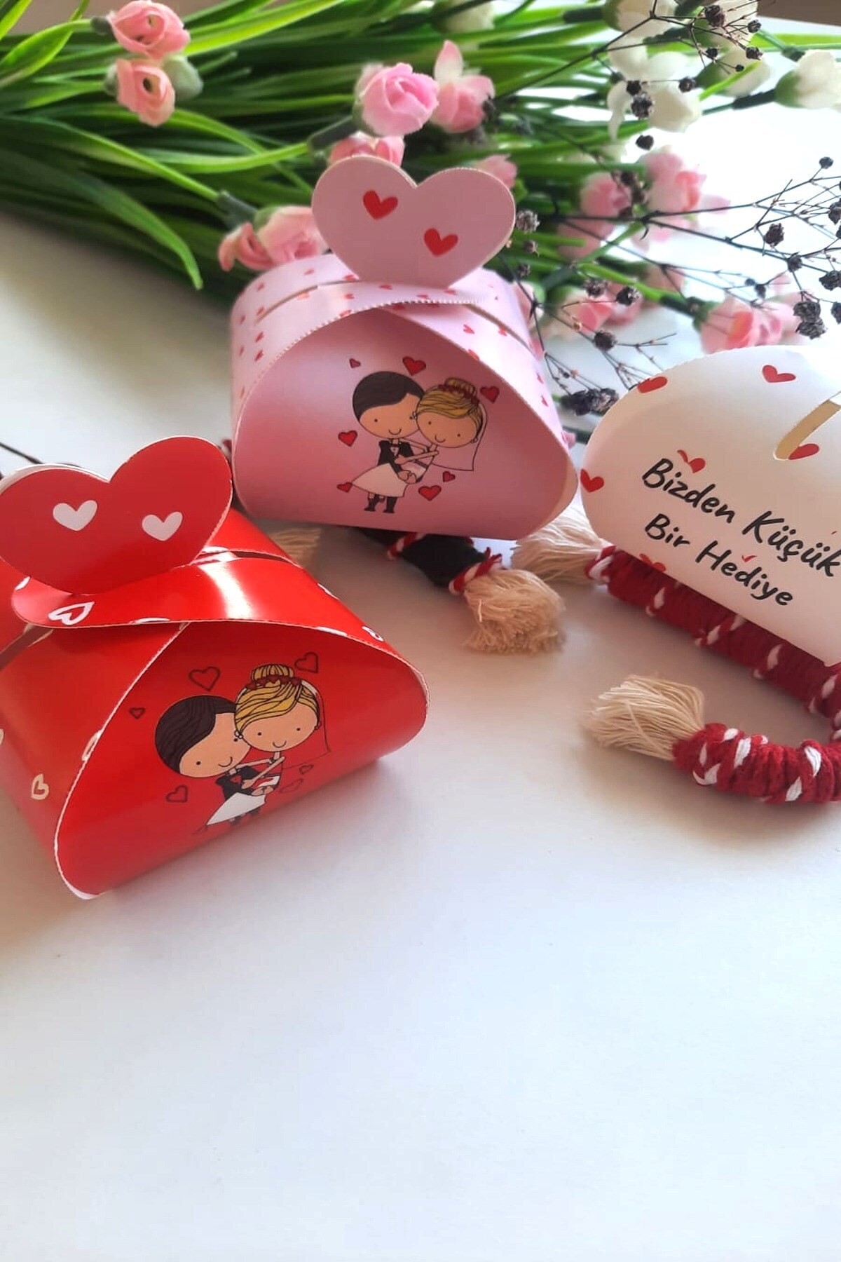 Emtory Home-25 Pieces Red-Pink-White Model Heart Candy Box - Henna Gift - Wedding Gift - Cookie Box 4