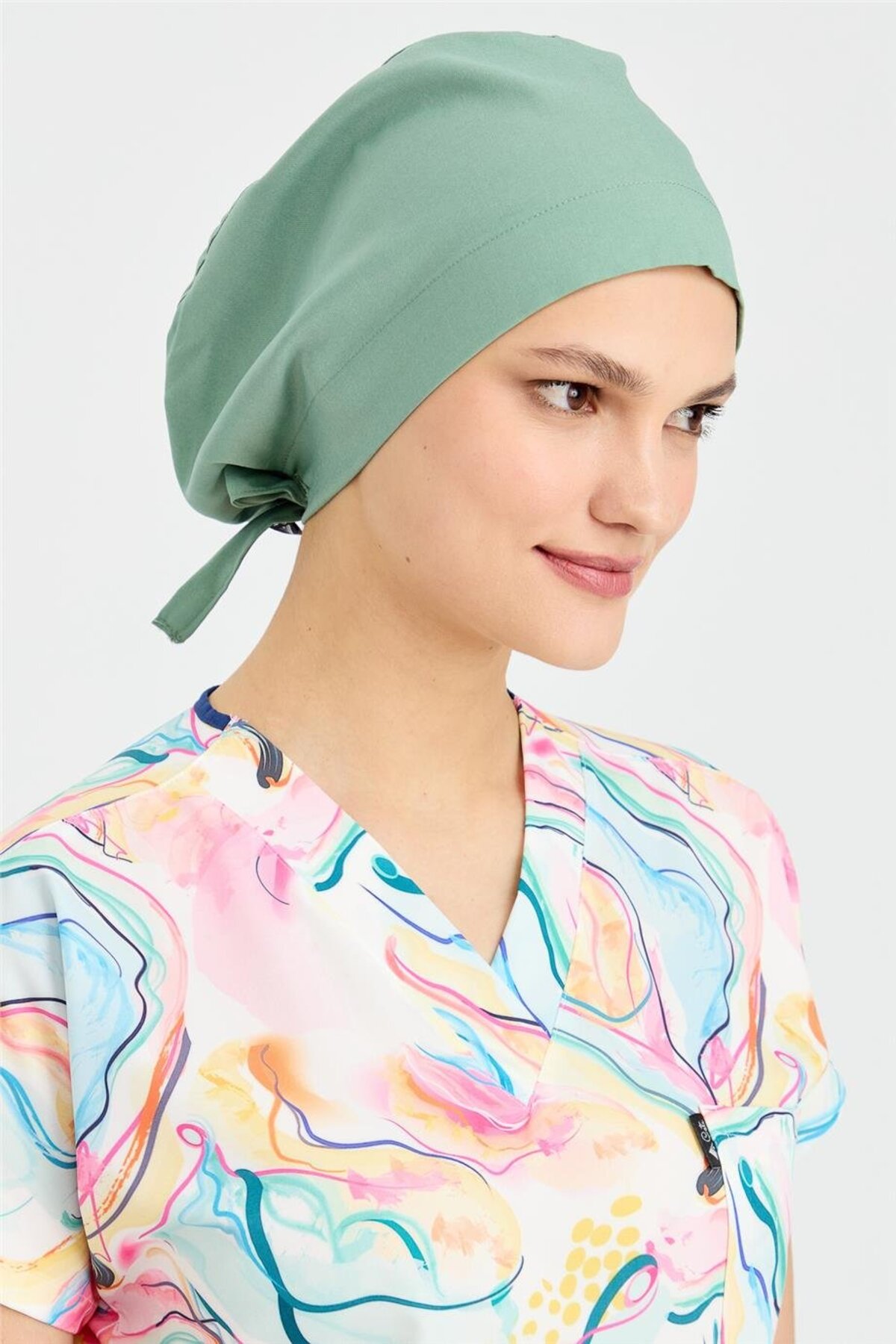 Lycra Doctor Nurse Surgical Bone Chef Bonnet Business Bandana, Çağla Green