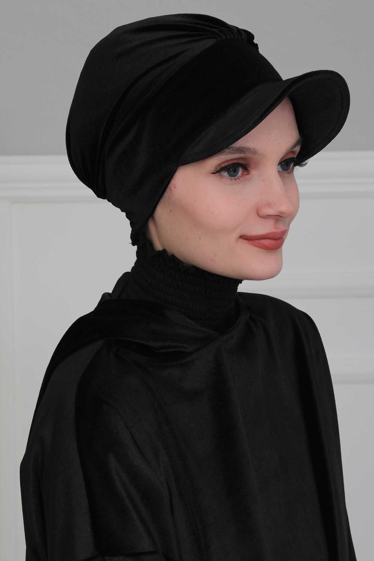 Aisha's Design-Velvet Visor Bonnet - B-30K Model 5