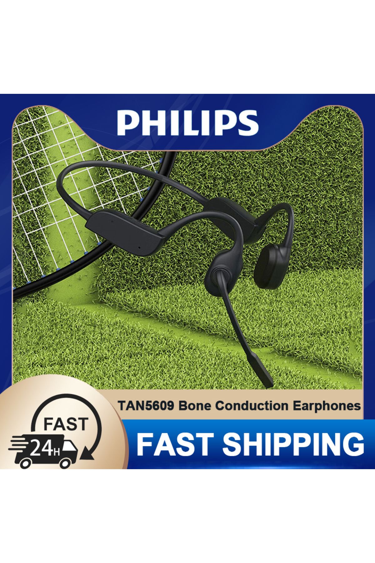 Philips-New Philips TAN5609 Bone Conduction Headphone Wireless Bluetooth 5.2 Earphone Call Noise Reductio... 2