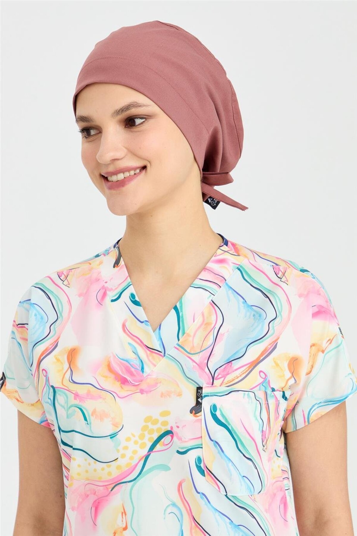 Lycra Doctor Nurse Surgical Bone Chef Bonnet Business Bandana, Biscuit