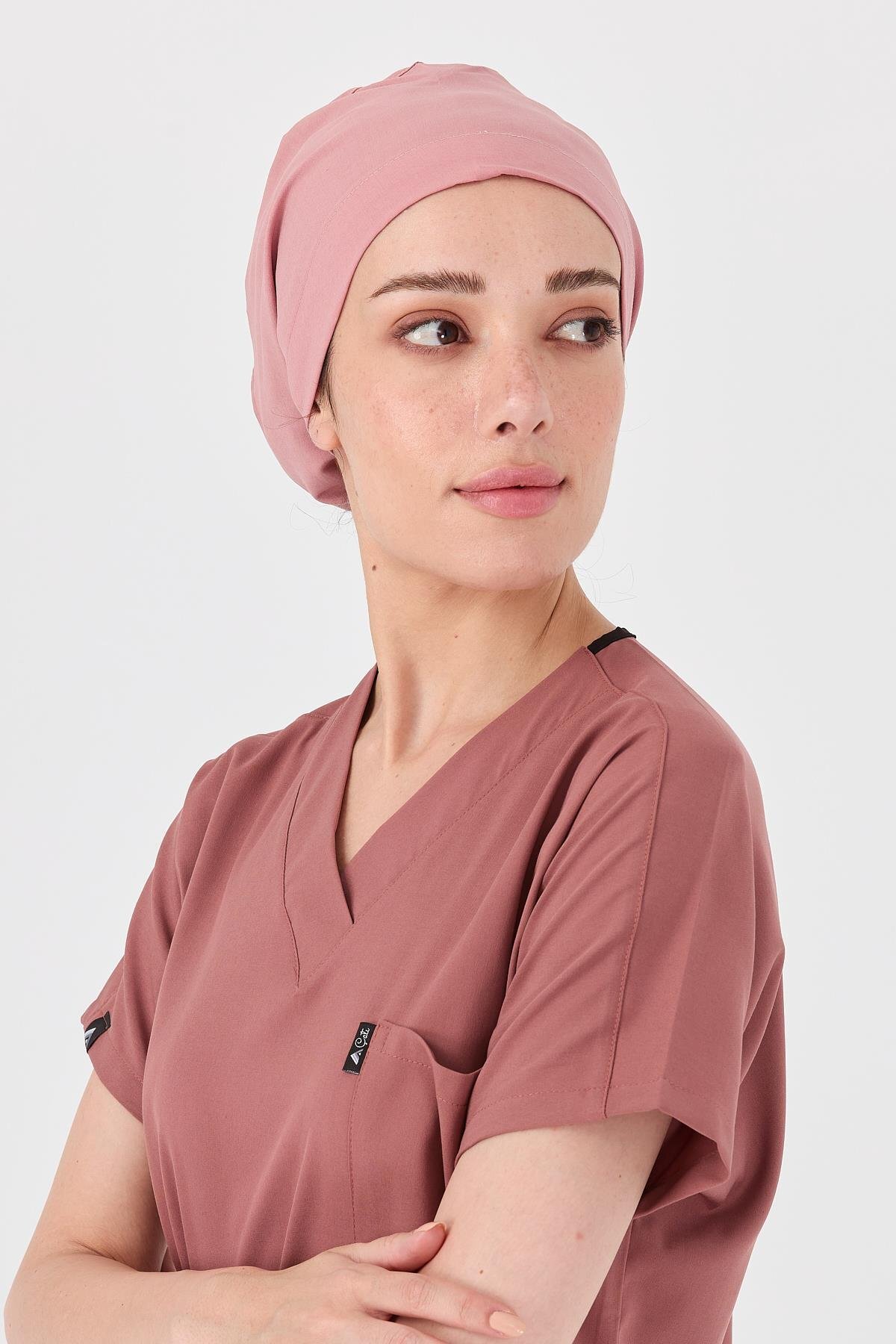 Lycra Doctor Nurse Surgical Bonnet Chef Bonnet Business Bandana, Bronze Pink