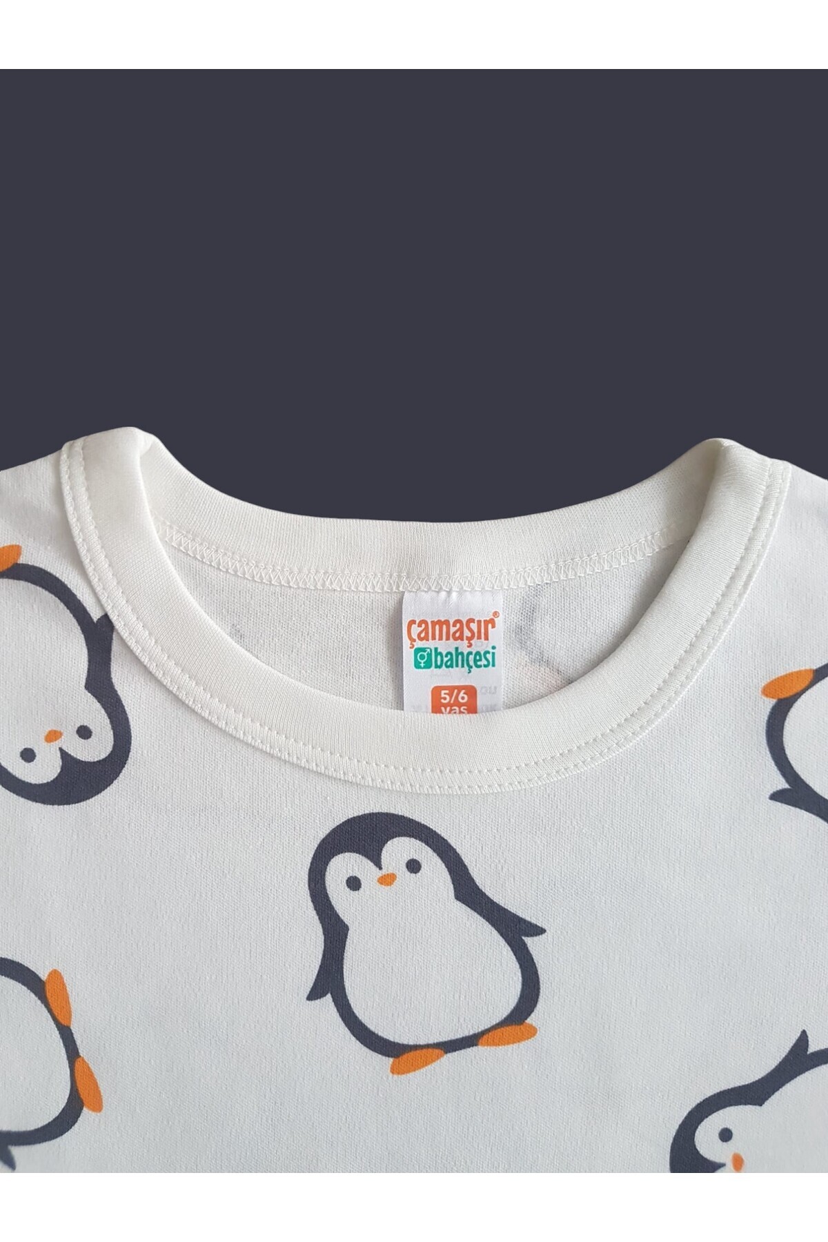 Çamaşır Bahçesi Uzun Kollu Desenli Çocuk Pijama Takım #baskılıçocukpijamatakım #çamaşırbahçesi #penguen2desenpijama fotoğrafı 6 (önizleme)