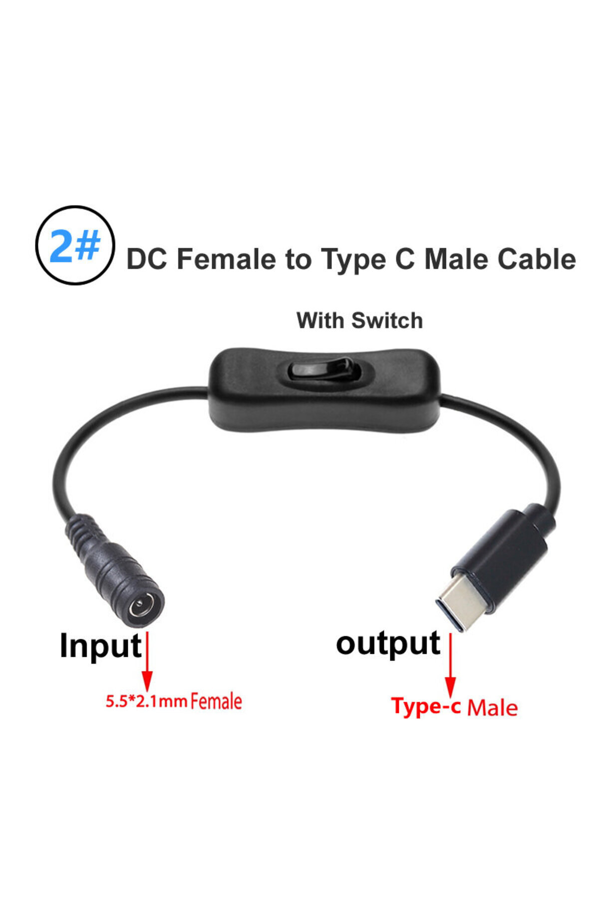 Choice-DC5.5 x 2.1 mm Female jack to Type-C USB 3.1 Male Plug DC Power Connector Adapter DC to Type c Ma... 1