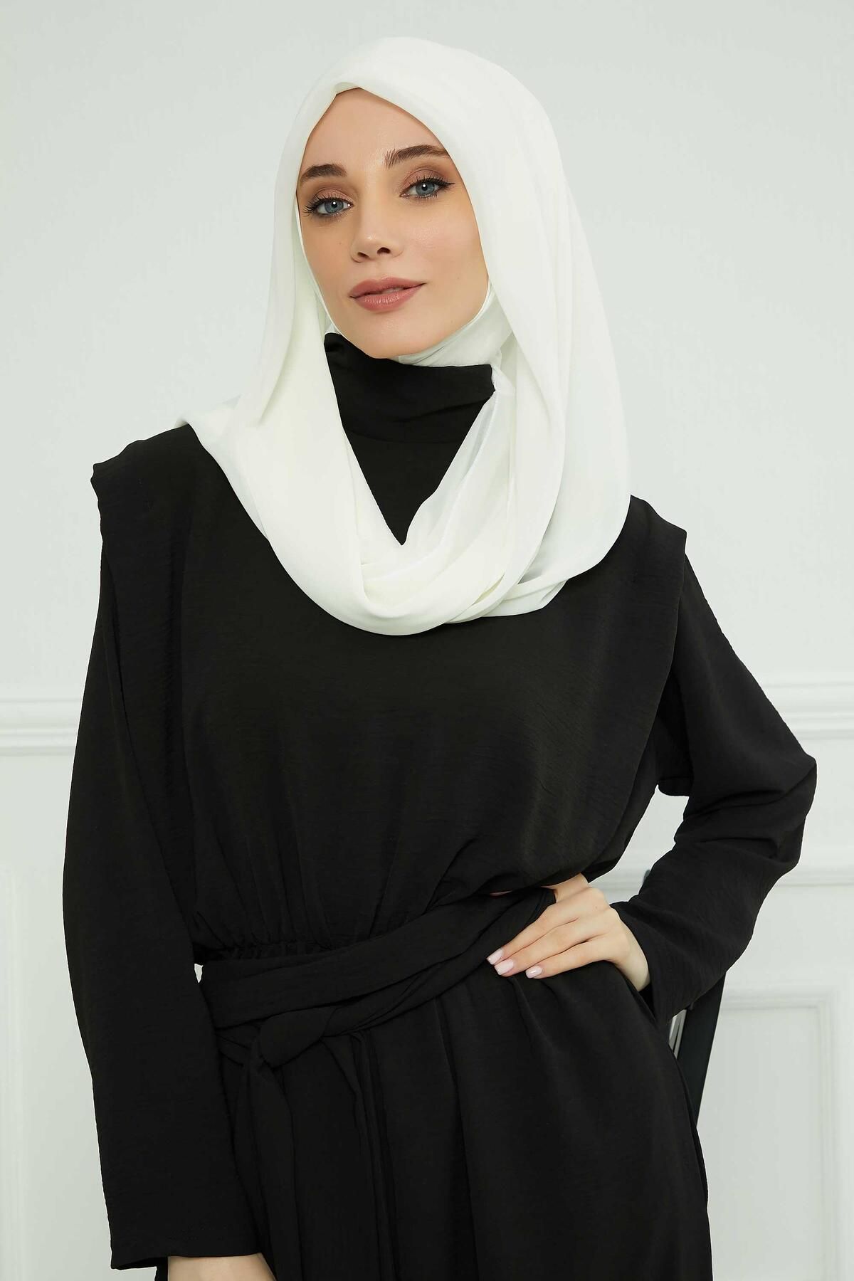 Aisha's Design-Chiffon Combed Cotton Inner Shawl with Bonnet - PS-45 2