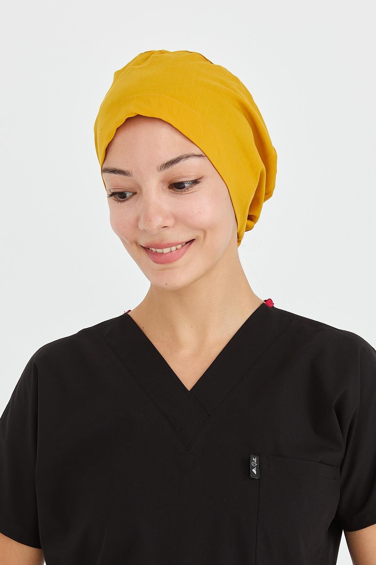 Lycra Doctor Nurse Surgical Bone Chef Bonnet Business Bandana, Saffron