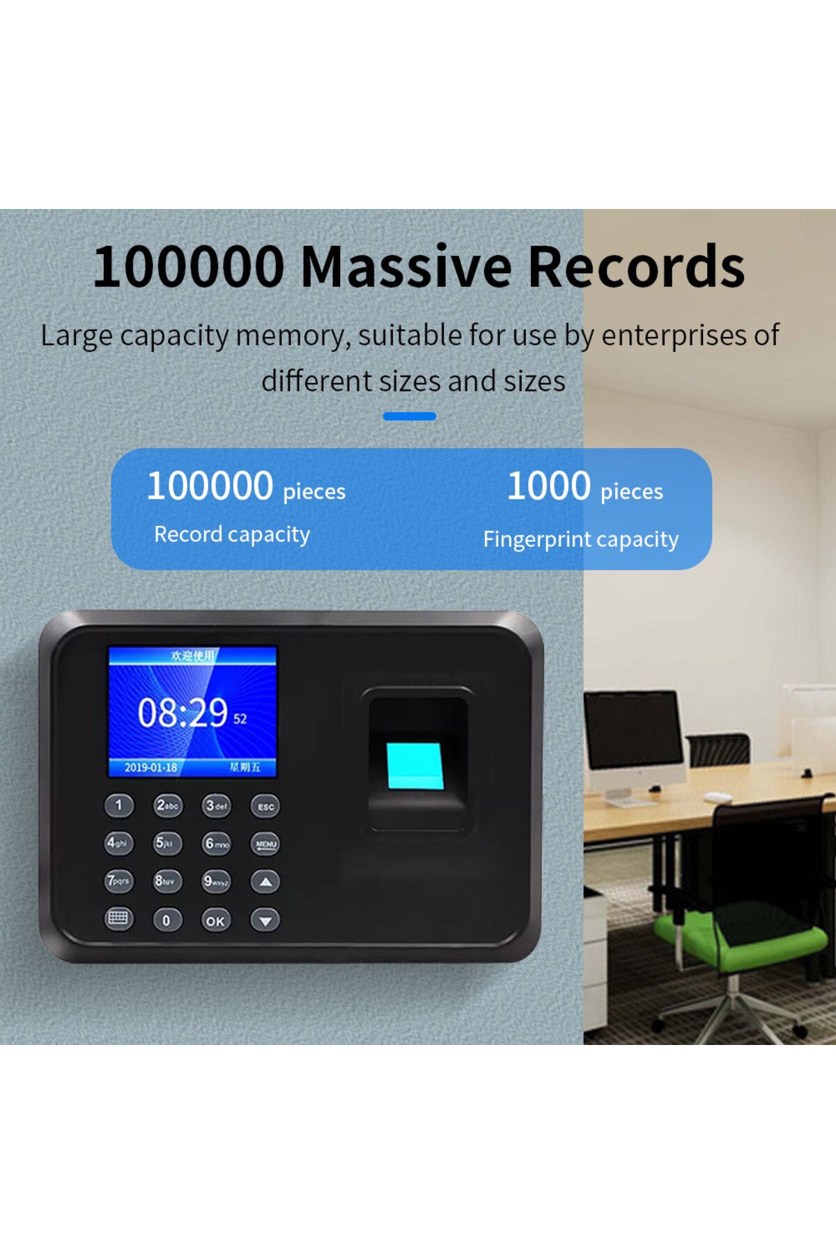 Choice-Fingerprint Attendance System Biometric Clock in Machine Employee Keypad Electric Time Clock Reco... 4
