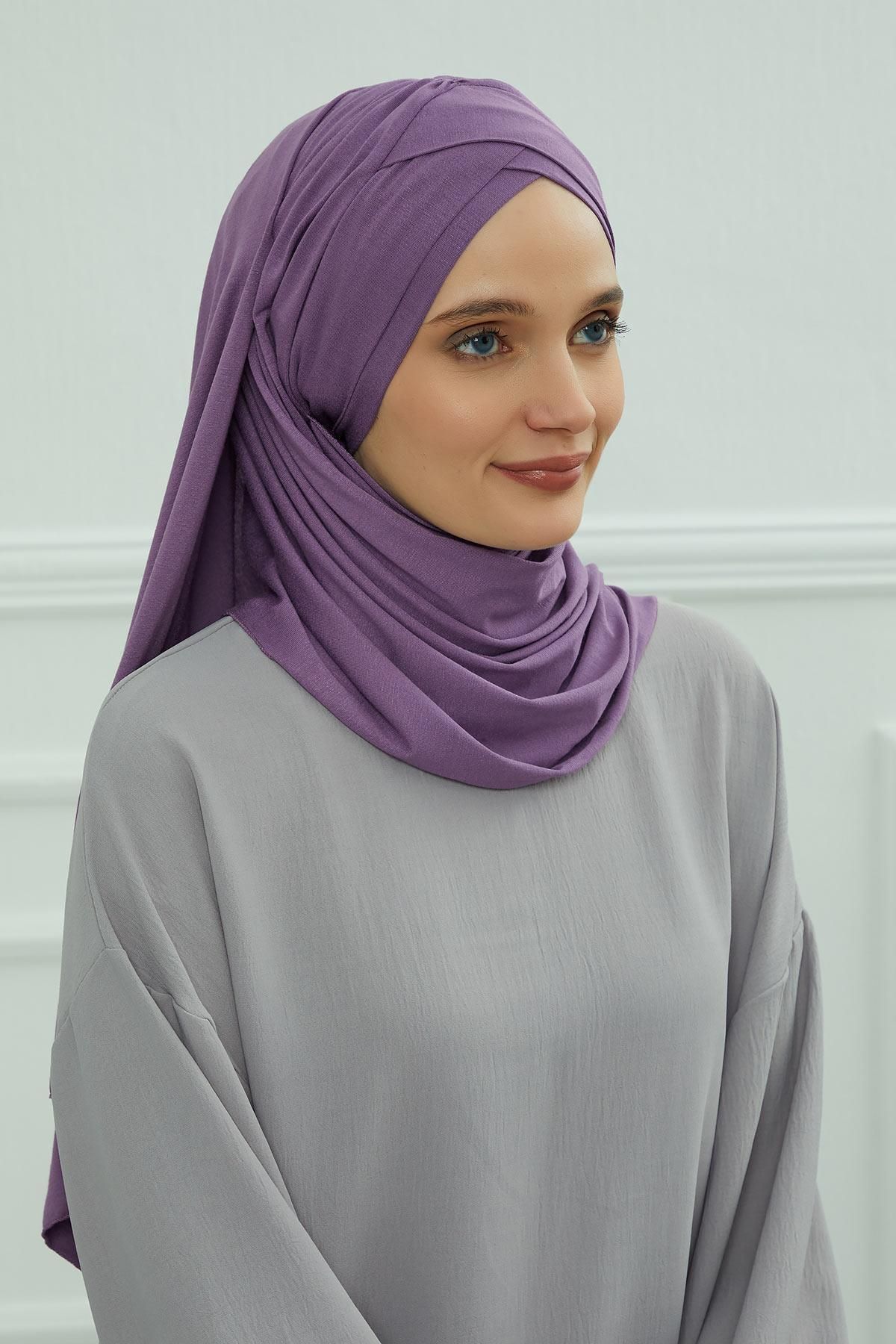 Aisha's Design-Practical Combed Cotton Shawl - Front Cross Sewing and Drawstring, Cps-45, Cps-45 3