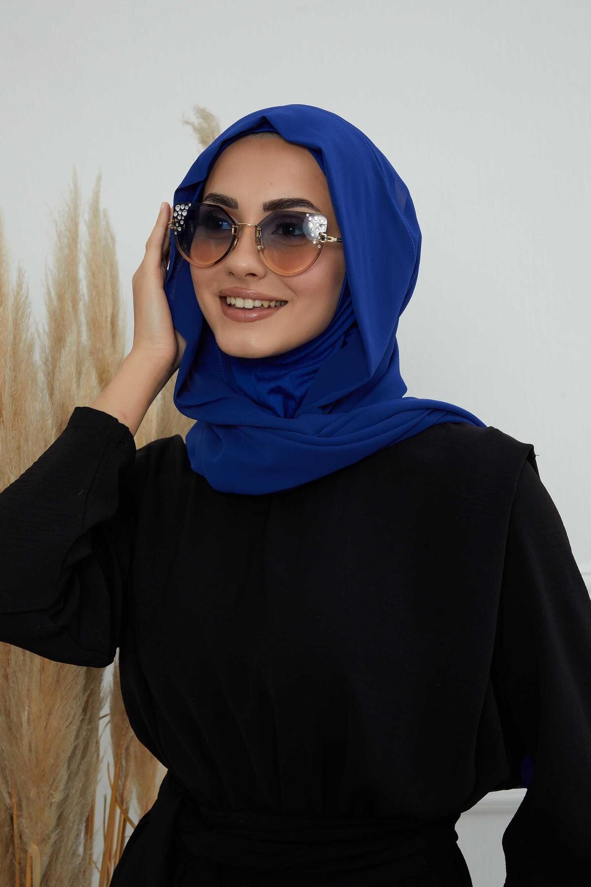 Aisha's Design-Chiffon Combed Cotton Shawl with Inner Bonnet - Ps-46 4