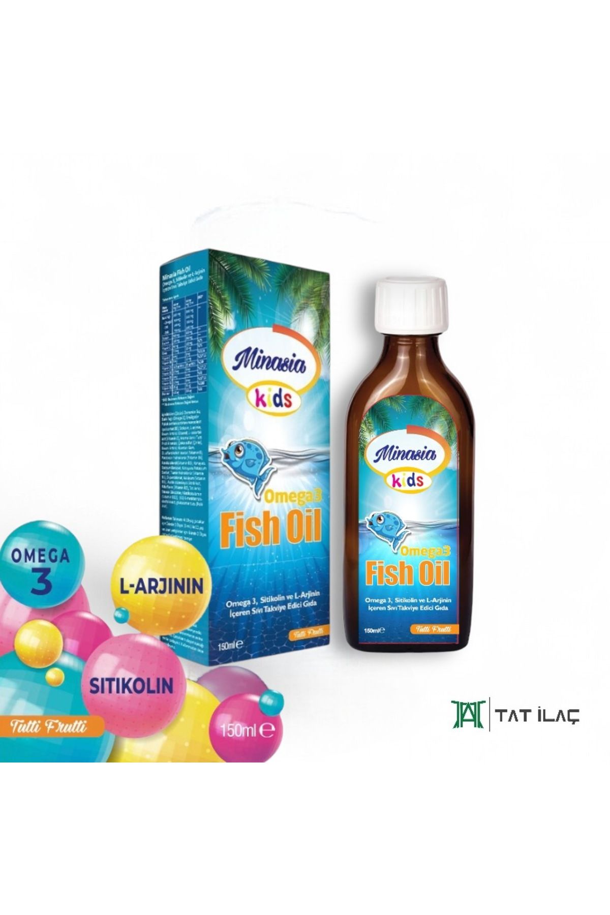 Minasia Kids Fish Oil Omega 3 Sitikolin Ve L-arjinin Içeren Balık Yağı Şurup