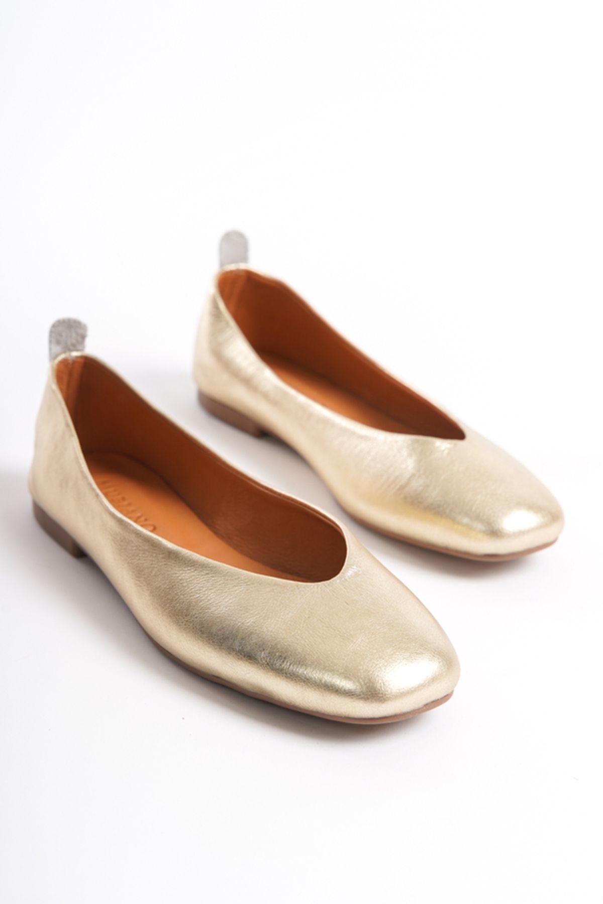 Mubiano Collection-Gold Women's Leather Ballerinas - Mcmng2480-dr 2