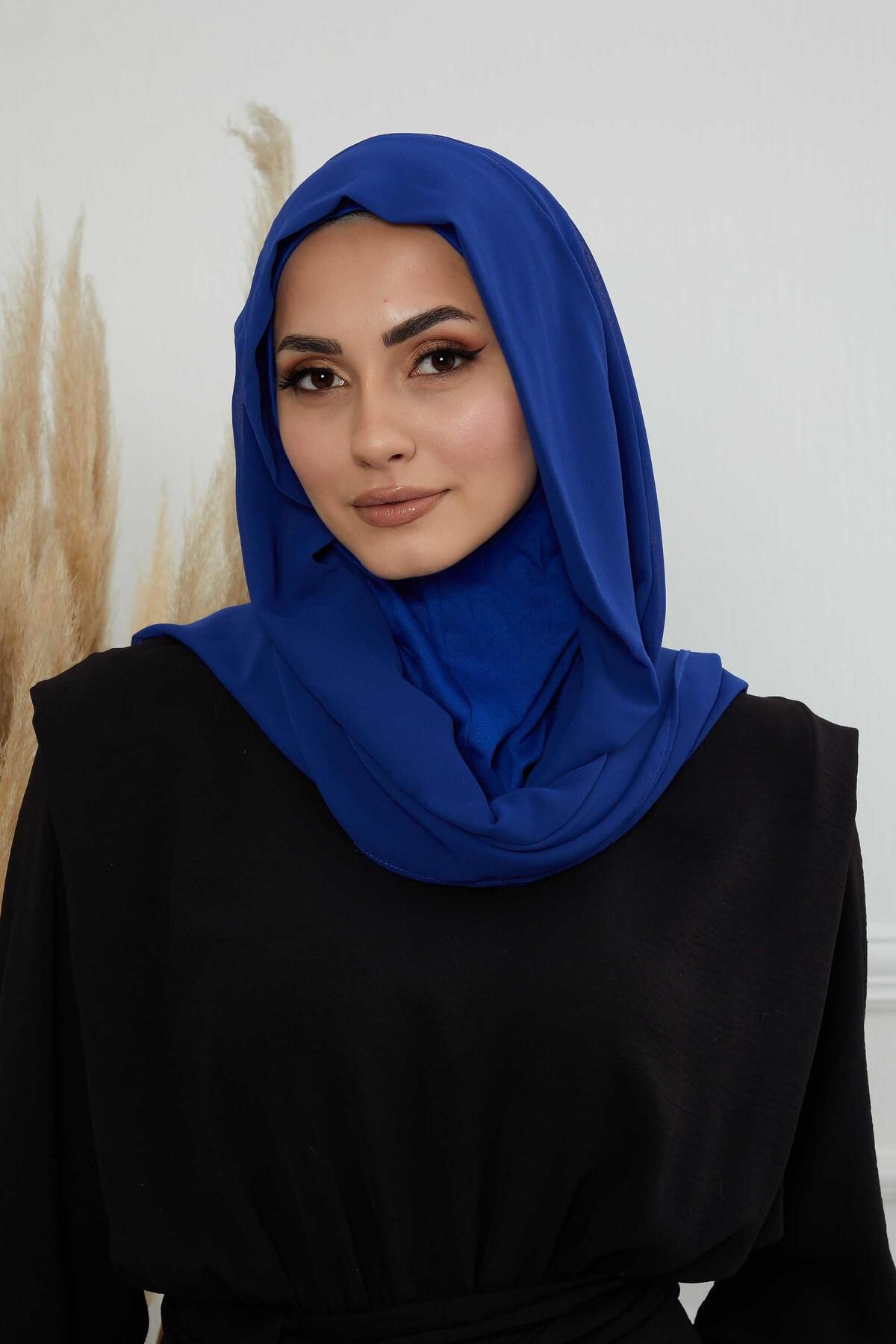 Aisha's Design-Chiffon Combed Cotton Shawl with Inner Bonnet - Ps-46 1