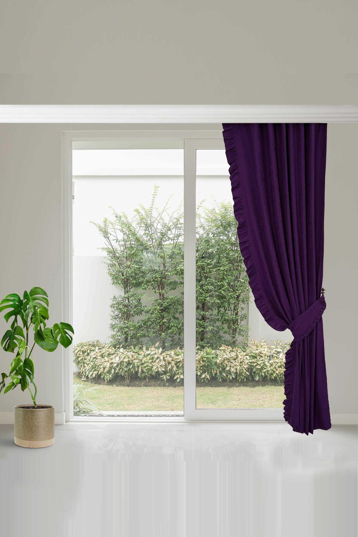 Aisha's Design-Ruffle Edge Background Curtain Right Edge245X140 Cm,Pr-2Right 1