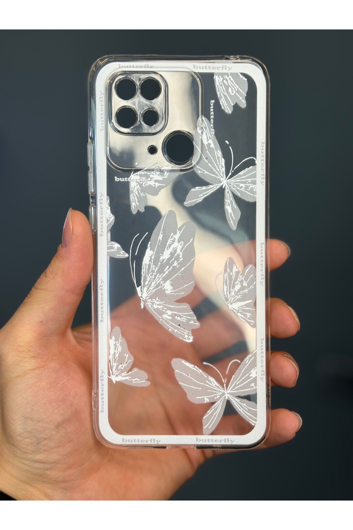 xiaomi redmi caméra de surveillance de larmure 10c couverture de silicone souple avec des motifs de papillons transparents