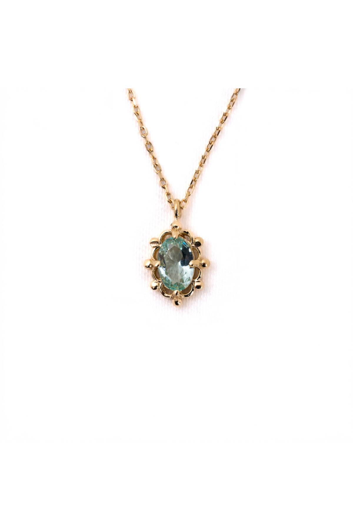 FasekGold Gümüş Kolye - Vintage Tasarım Green Topaz (Su Yeşili) Taşlı 925 Ayar Gümüş Kolye görsel 2