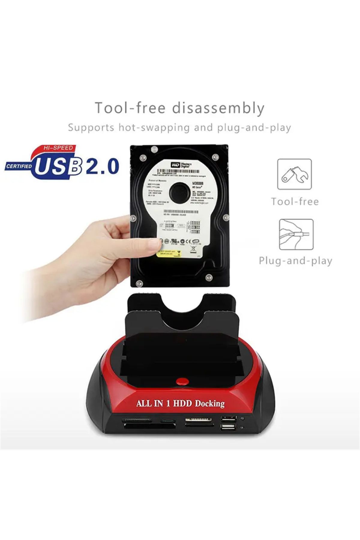 MayAug-USB 2.0 to IDE SATA hard drive OTB Clone dock all in one hard drive docking station Double Bay 2.... 2