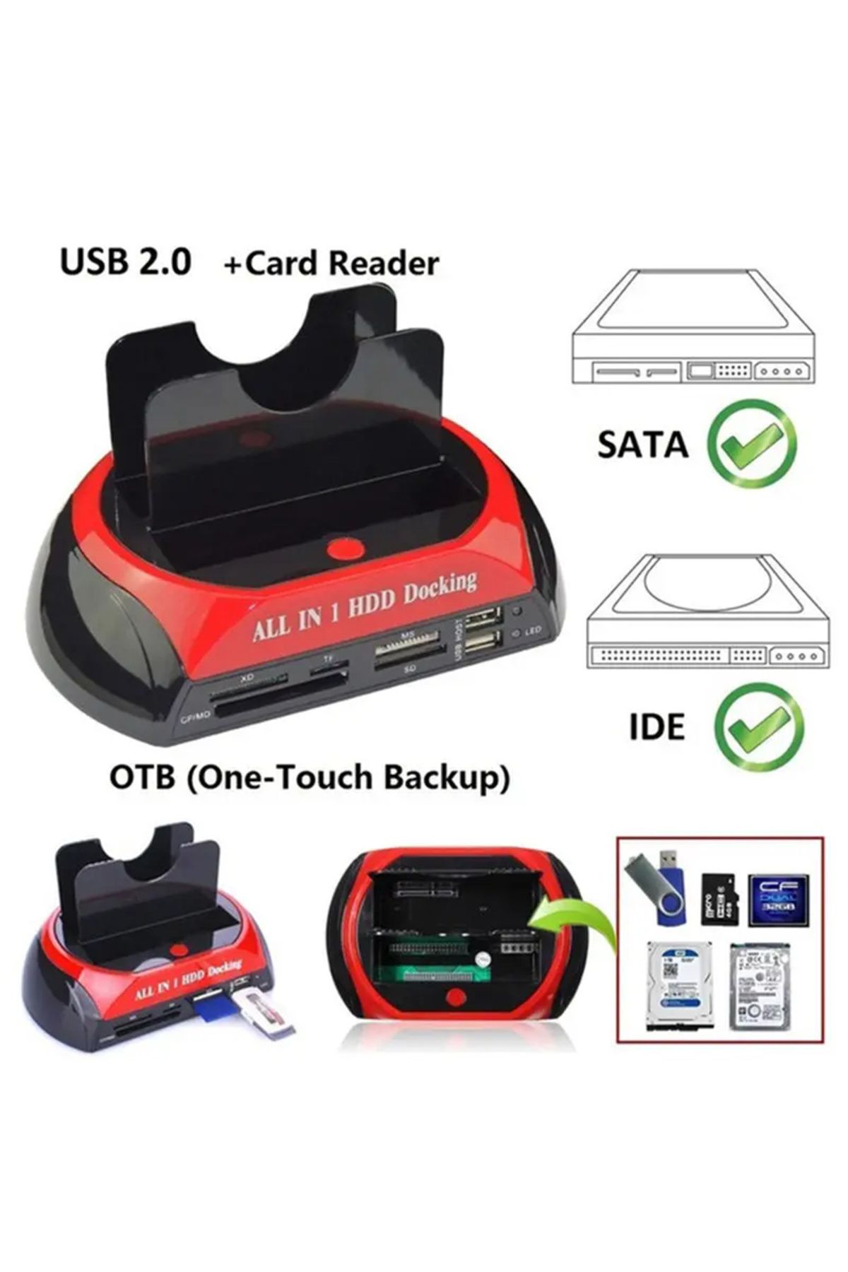 MayAug-USB 2.0 to IDE SATA hard drive OTB Clone dock all in one hard drive docking station Double Bay 2.... 7