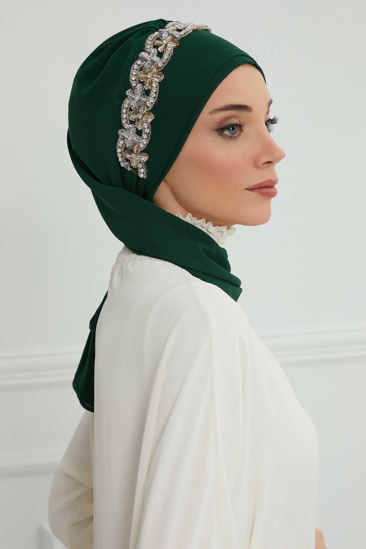 Aisha's Design-Turban gata din șifon - cu accesorii din piatră, design, ht-101, ht-101 5