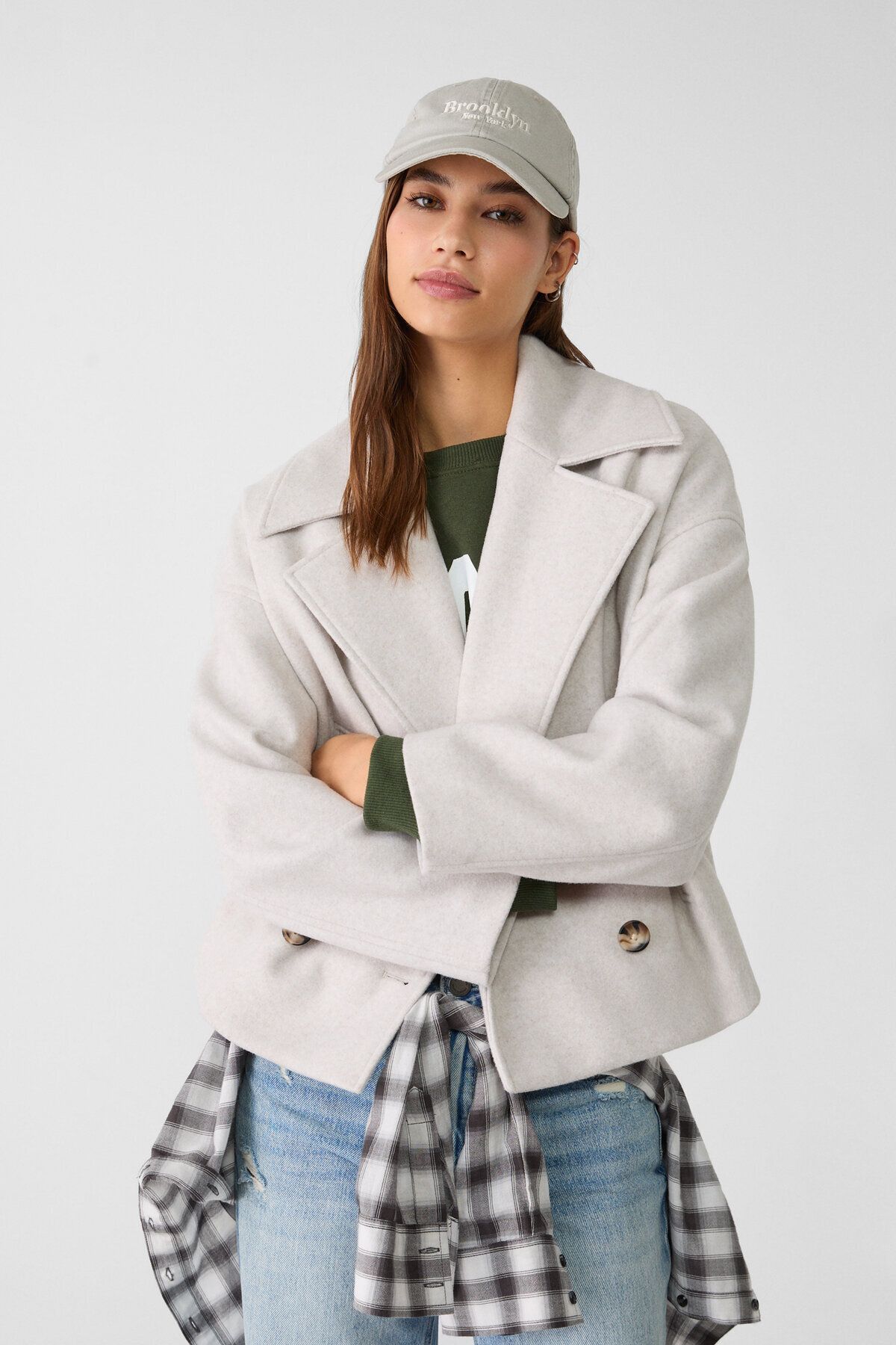 Stradivarius-Short double-breasted coat 1