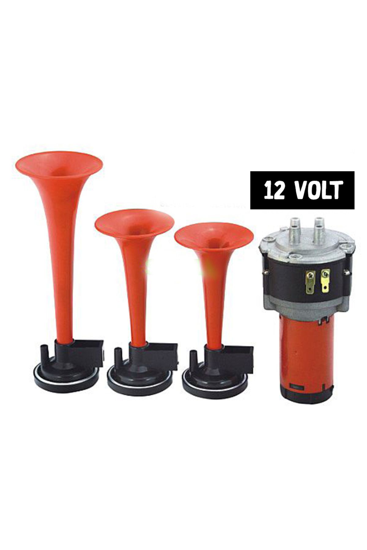 Universal Havalı Korna 3 Borulu Motorlu 12 Volt