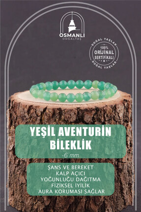 OSMANLI DOĞAL TAŞ Sertifikalı Aventurin Yeşil Doğal Taş Bileklik 6mm B107