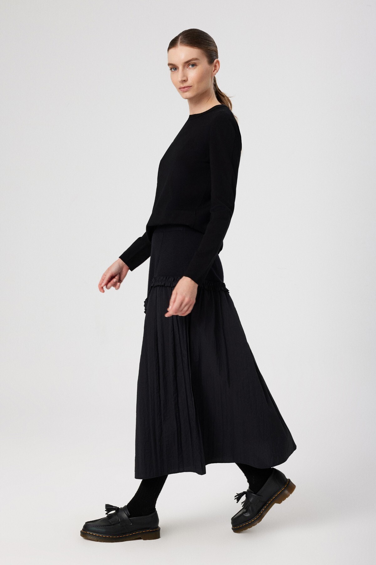 Mısırlı-Black Crew Neck Knitwear Women's T-Shirt 4