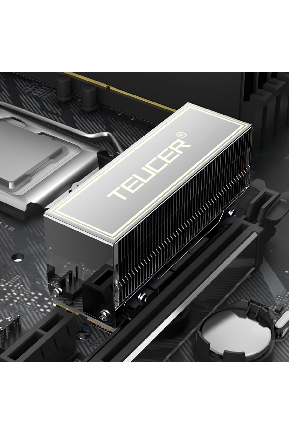 TEUCER-M2-10 Dual Heat Pipe Heatsink M.2 2280 NVMe SSD Cooler with Thermal Pad Computer Accessories 3